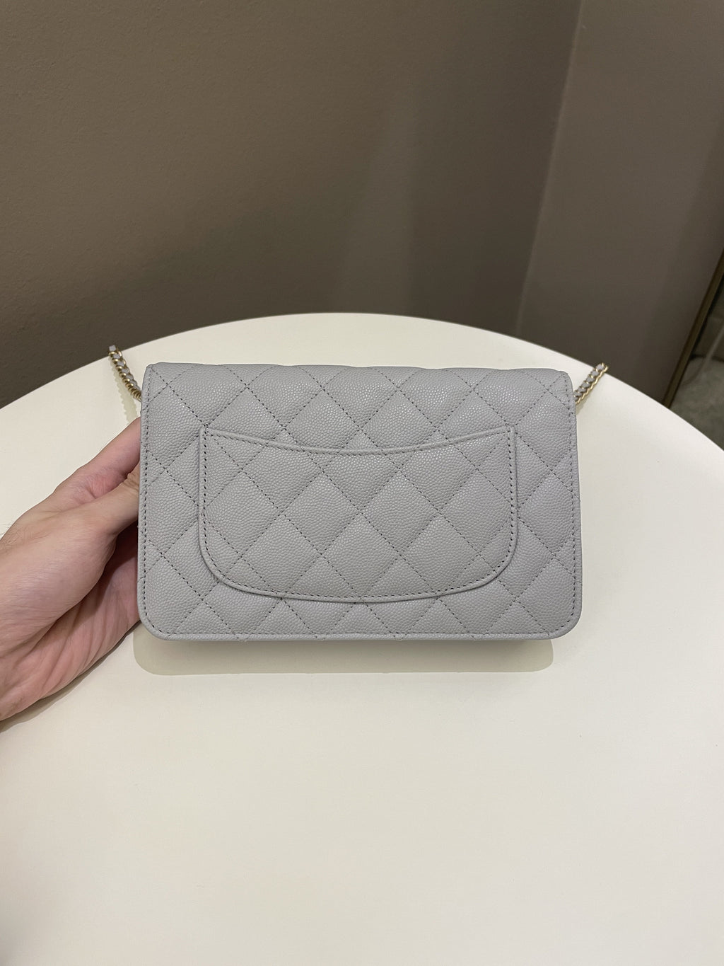 Chanel Gold Cc Classic Wallet on Chain Grey Caviar