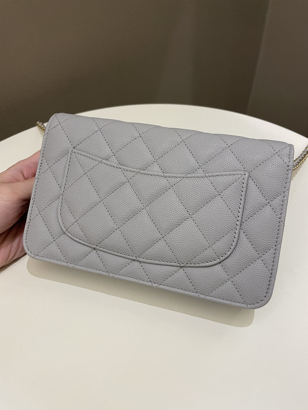 Chanel Gold Cc Classic Wallet on Chain Grey Caviar