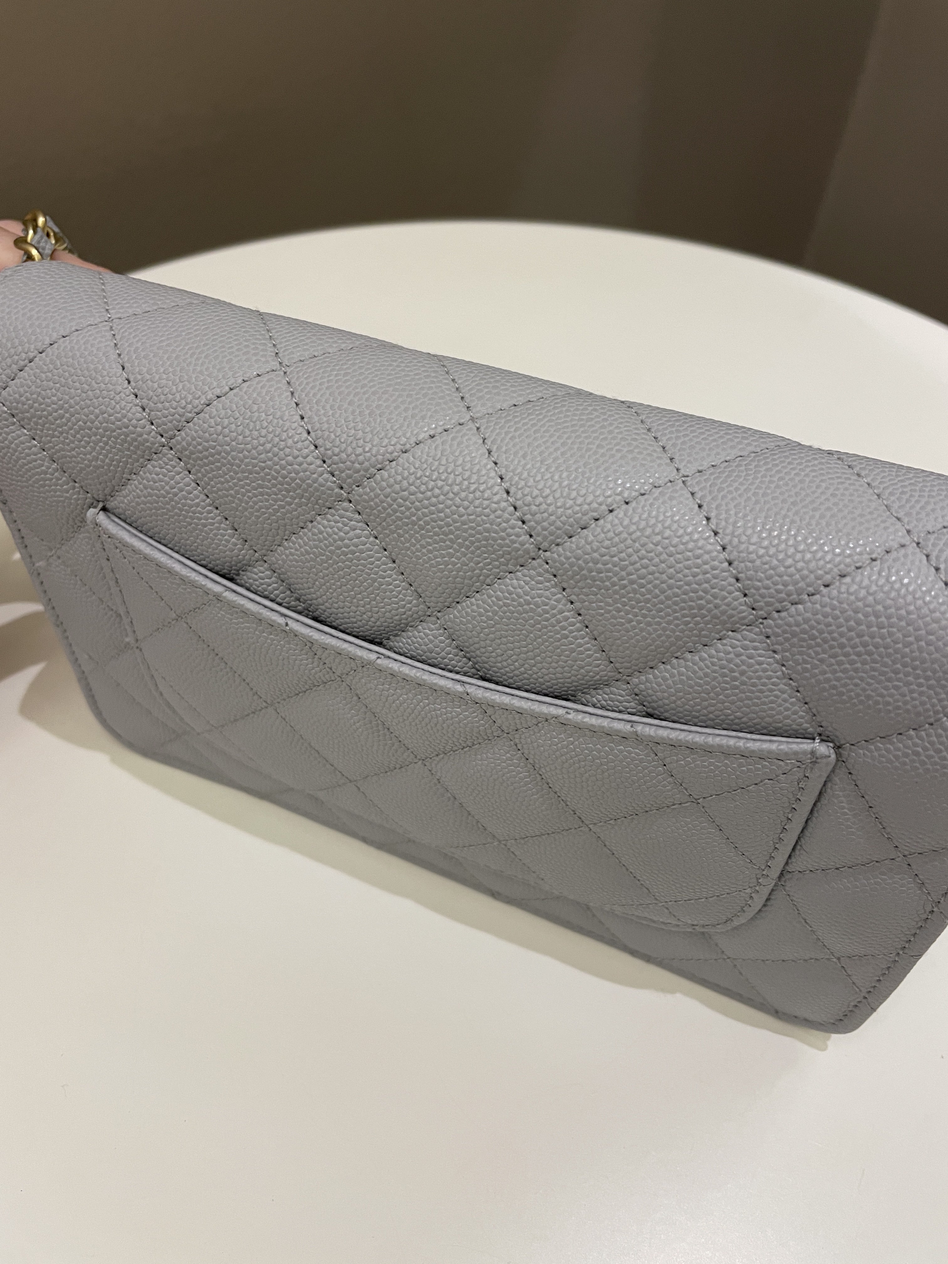 Chanel Gold Cc Classic Wallet on Chain Grey Caviar