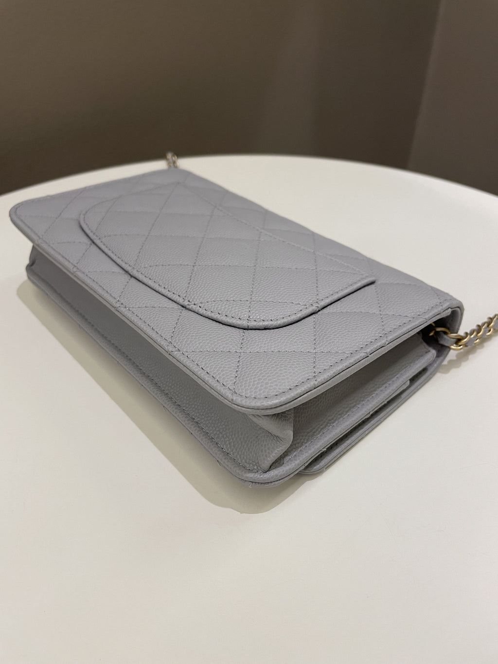 Chanel Gold Cc Classic Wallet on Chain Grey Caviar