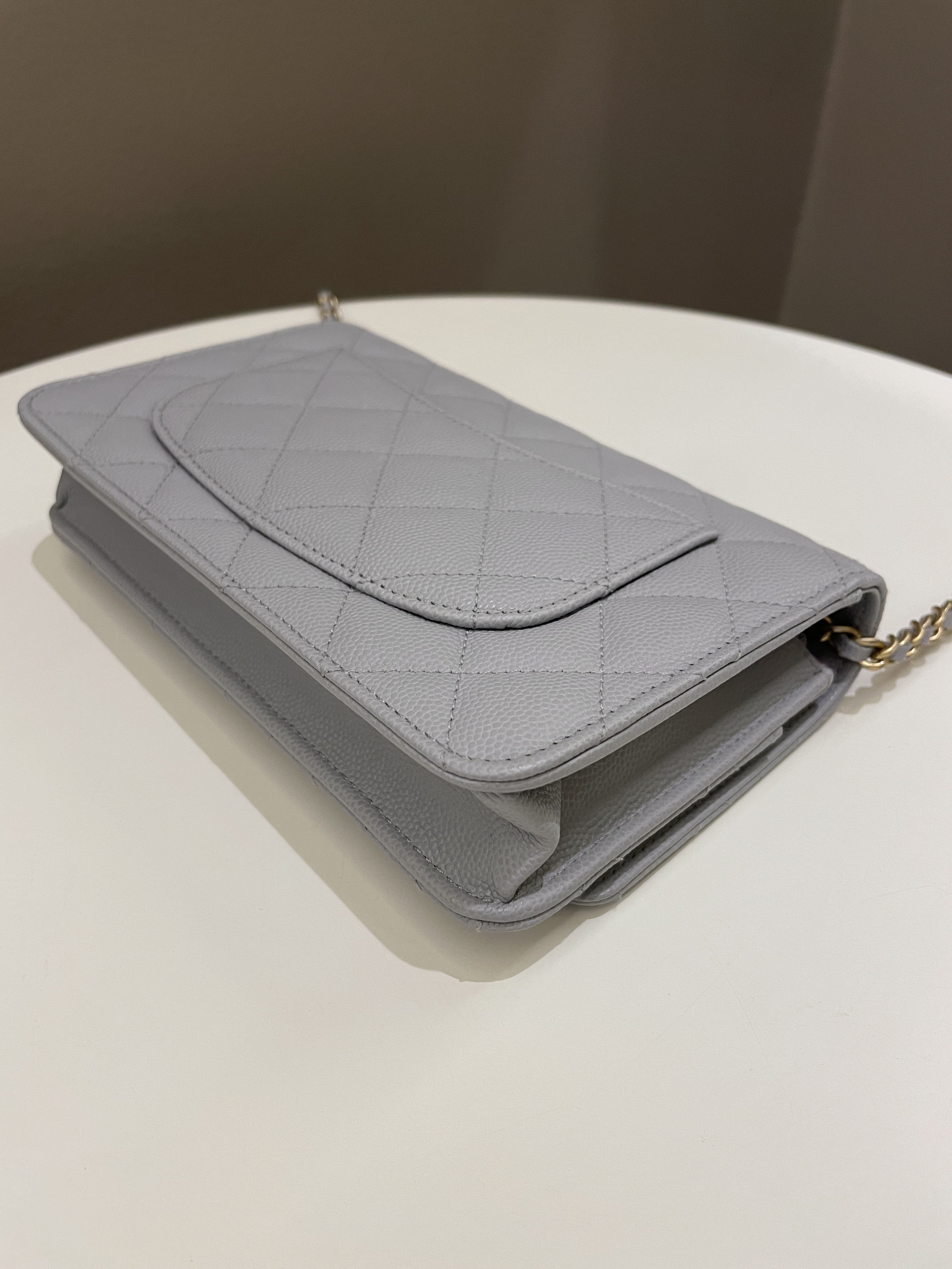 Chanel Gold Cc Classic Wallet on Chain Grey Caviar