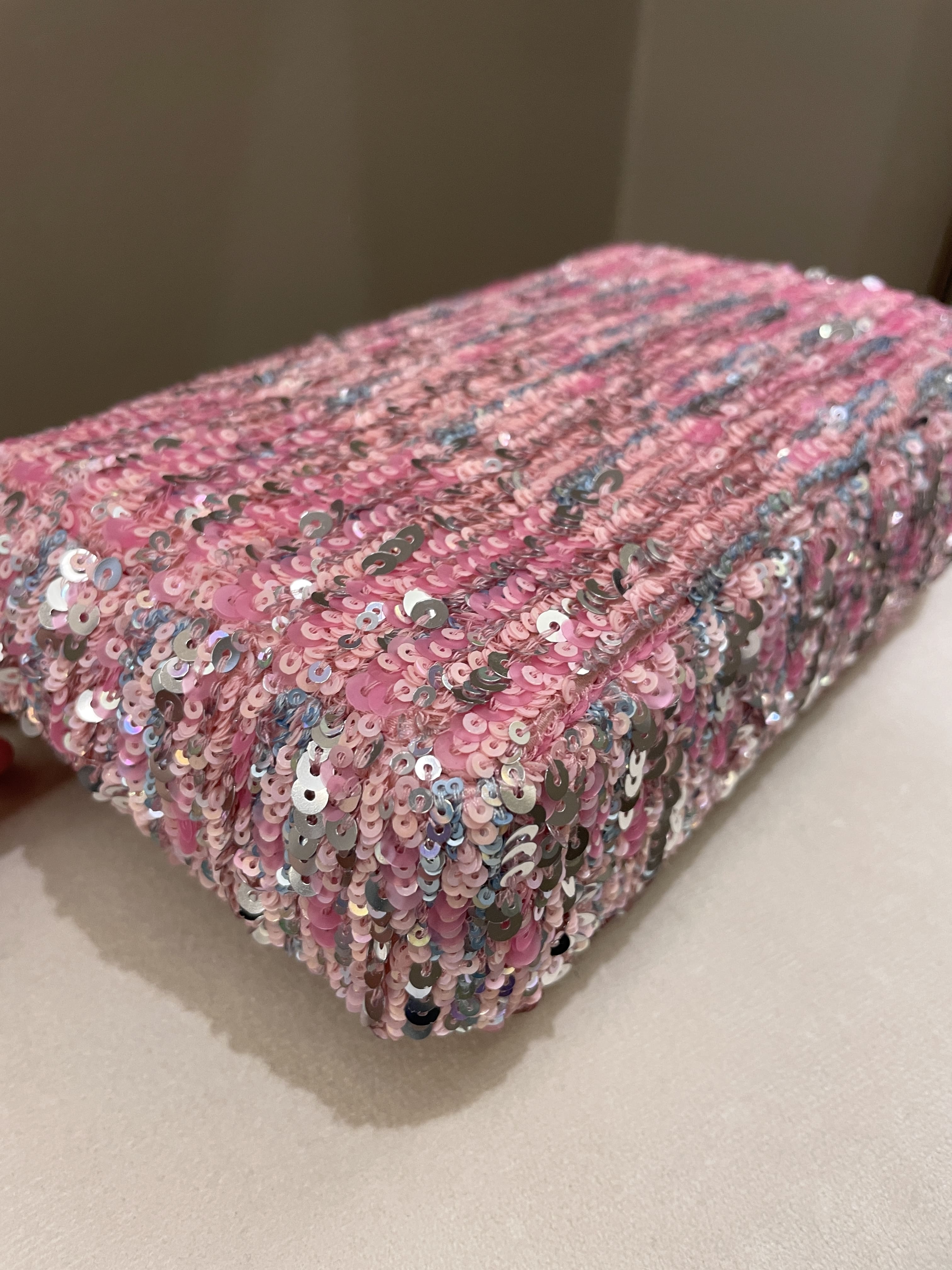 Chanel Quilted Mini Rectangular Flap Bag Pink Sequins