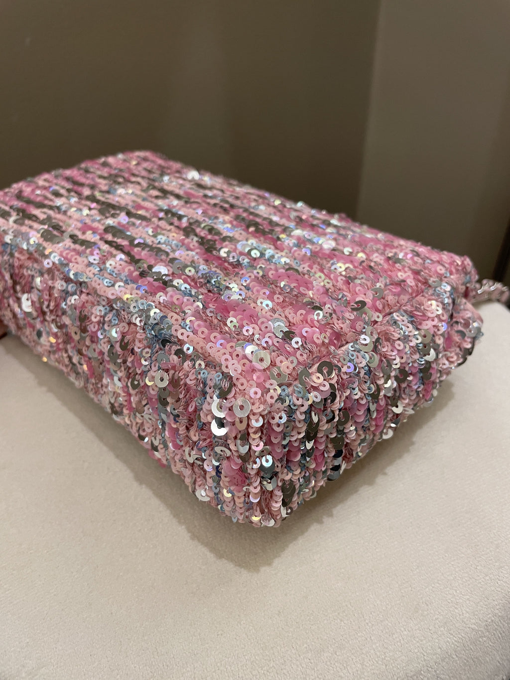 Chanel Quilted Mini Rectangular Flap Bag Pink Sequins