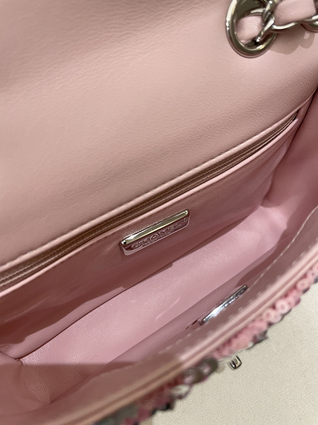 Chanel Quilted Mini Rectangular Flap Bag Pink Sequins