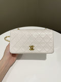 Chanel Vintage Quilted Full Flap Bag White Lambskin