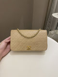 Chanel Vintage Quilted Full Flap Bag Beige Lambskin