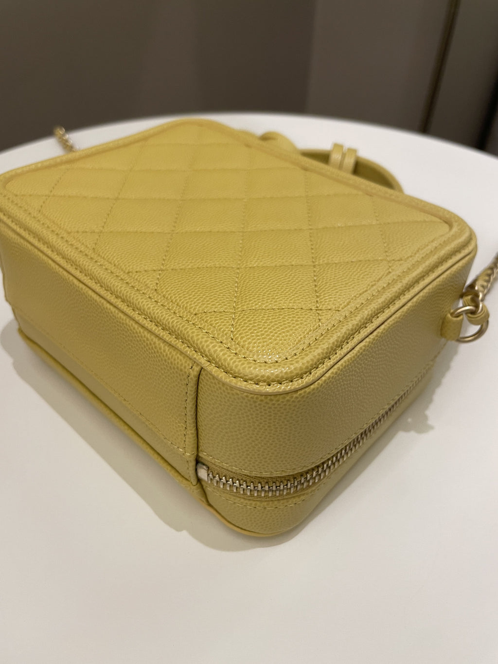 Chanel Filigree Vanity Case Yellow Caviar