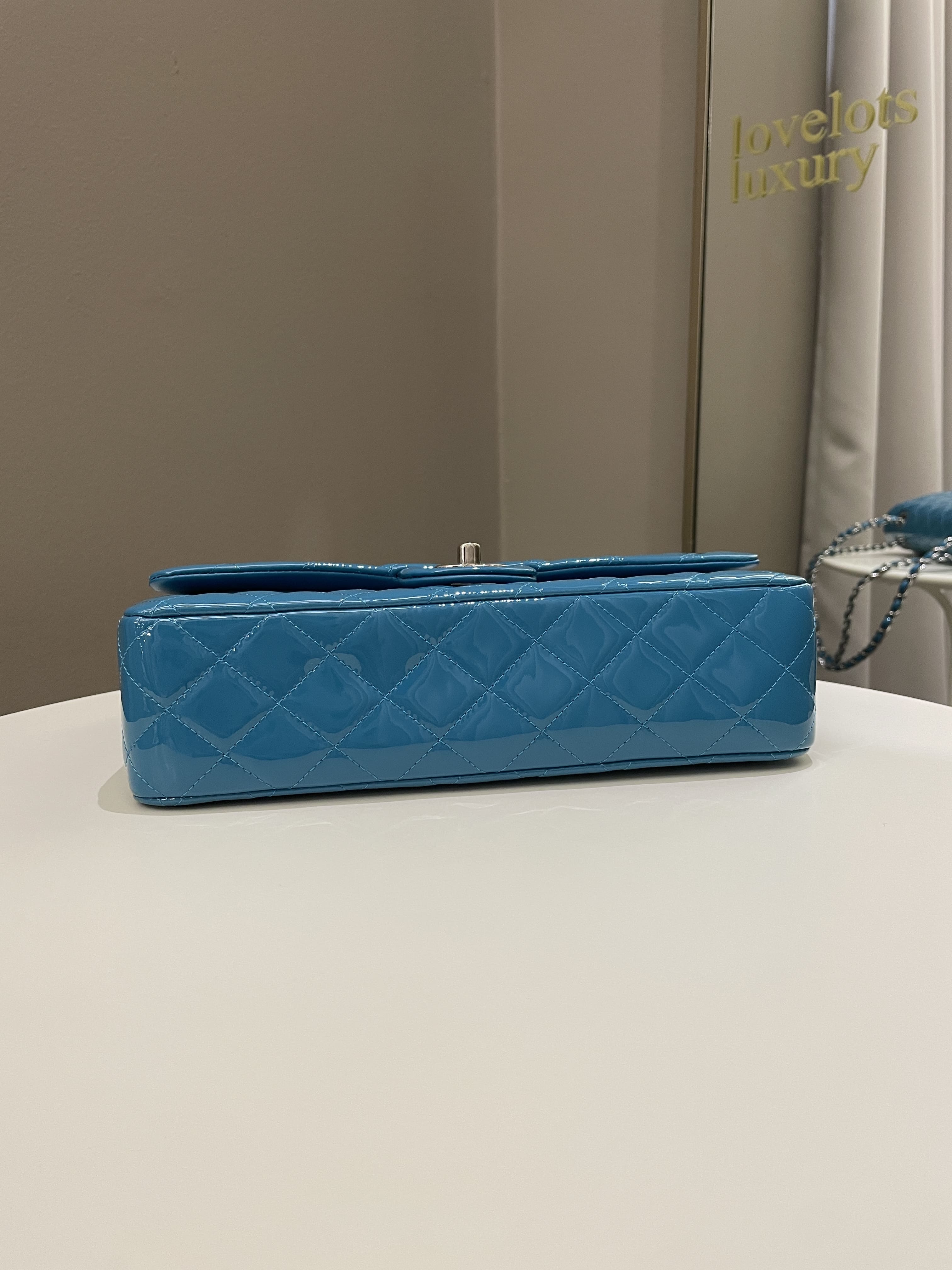 Chanel Classic Quilted Medium Double Flap Turquoise Patent