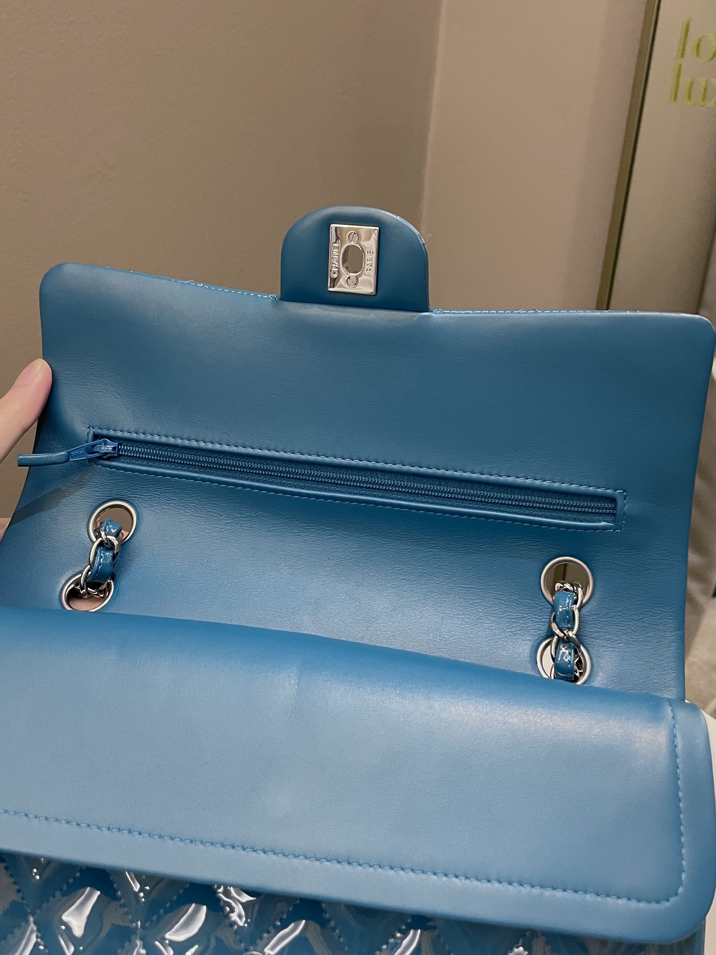 Chanel Classic Quilted Medium Double Flap Turquoise Patent