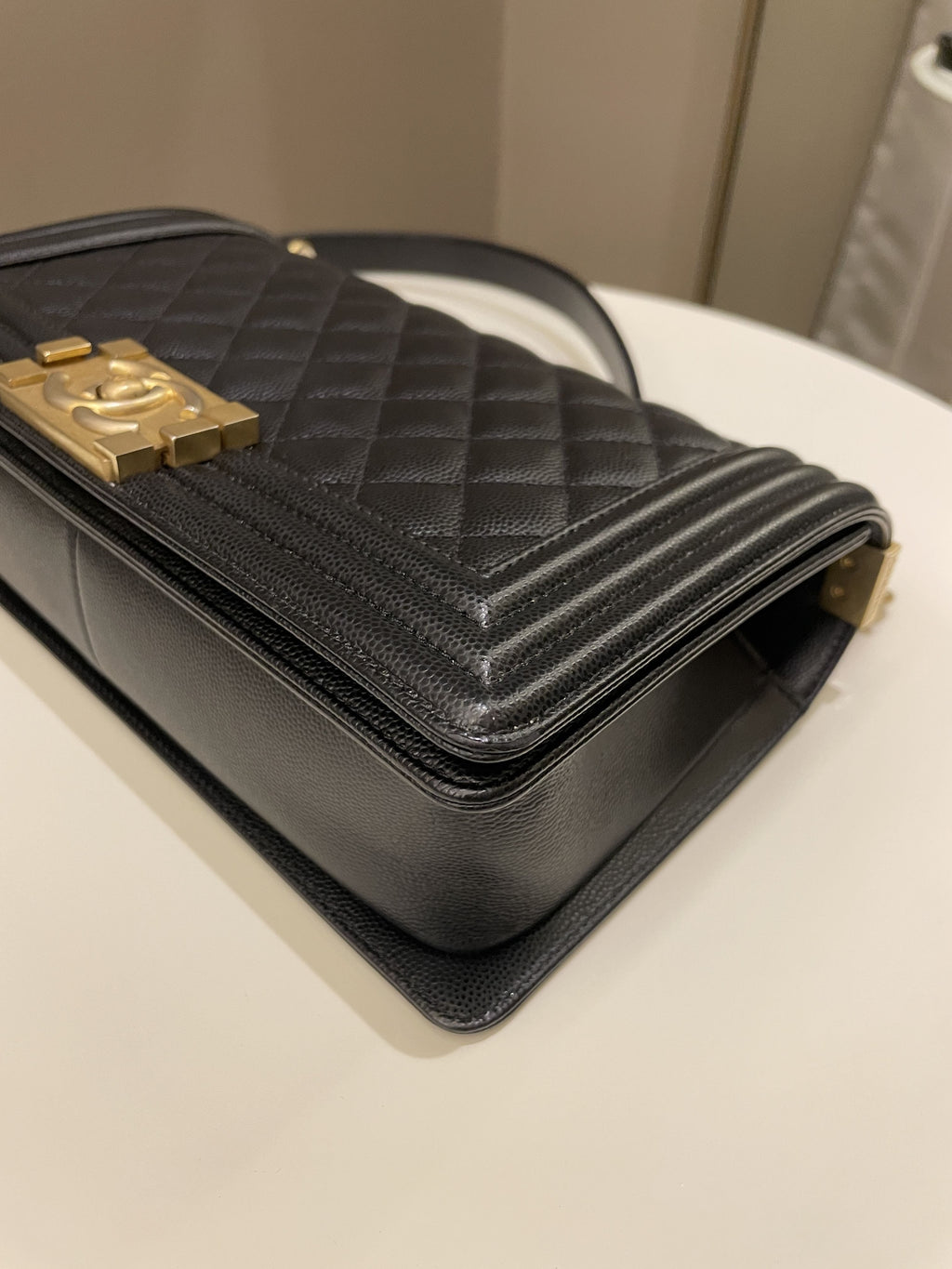Chanel Quilted Boy Old Medium Black Rigid Caviar