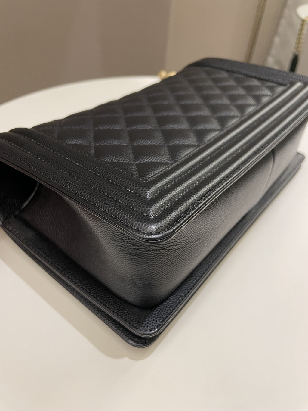 Chanel Quilted Boy Old Medium Black Rigid Caviar