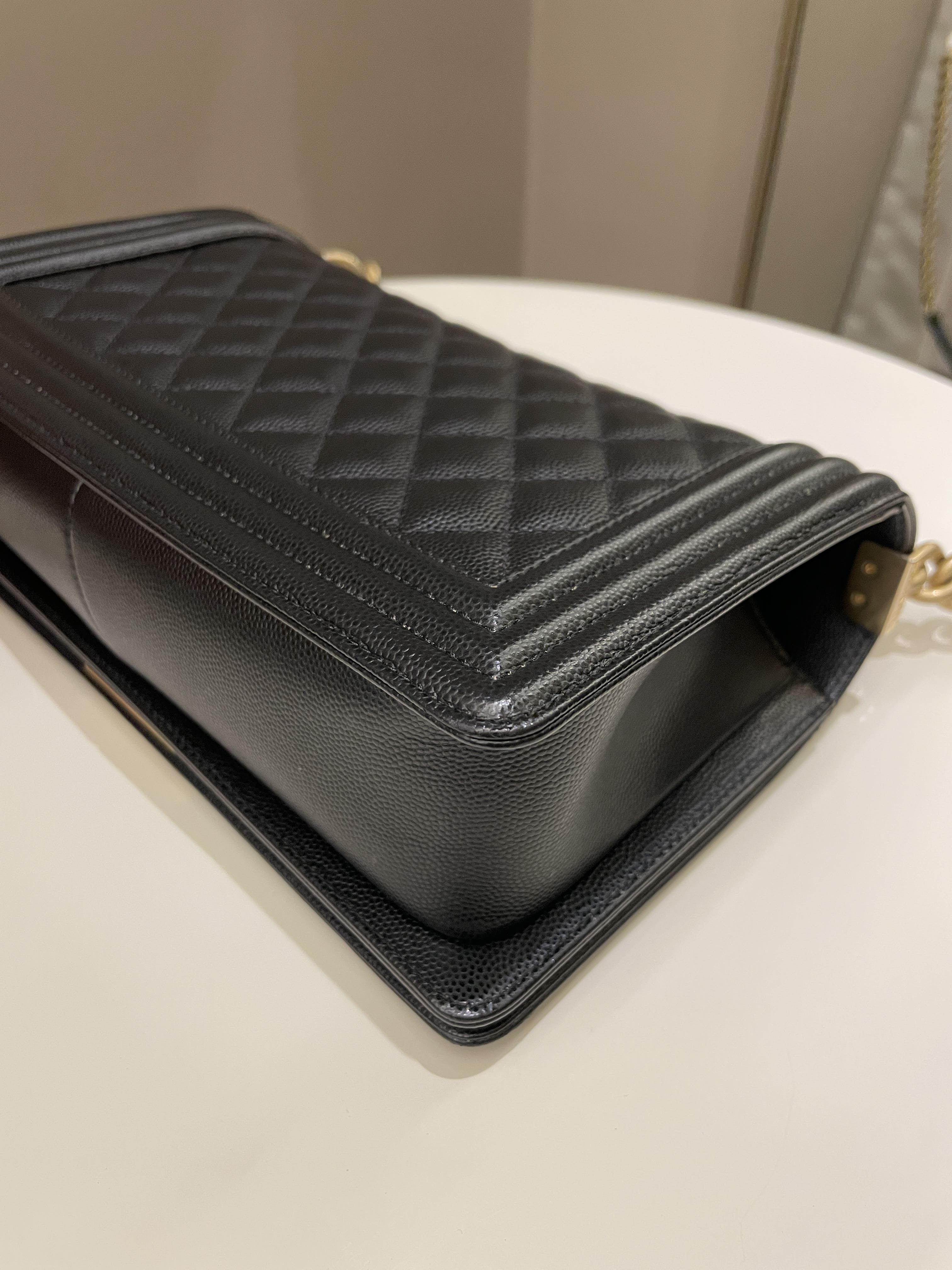 Chanel Quilted Boy Old Medium Black Rigid Caviar