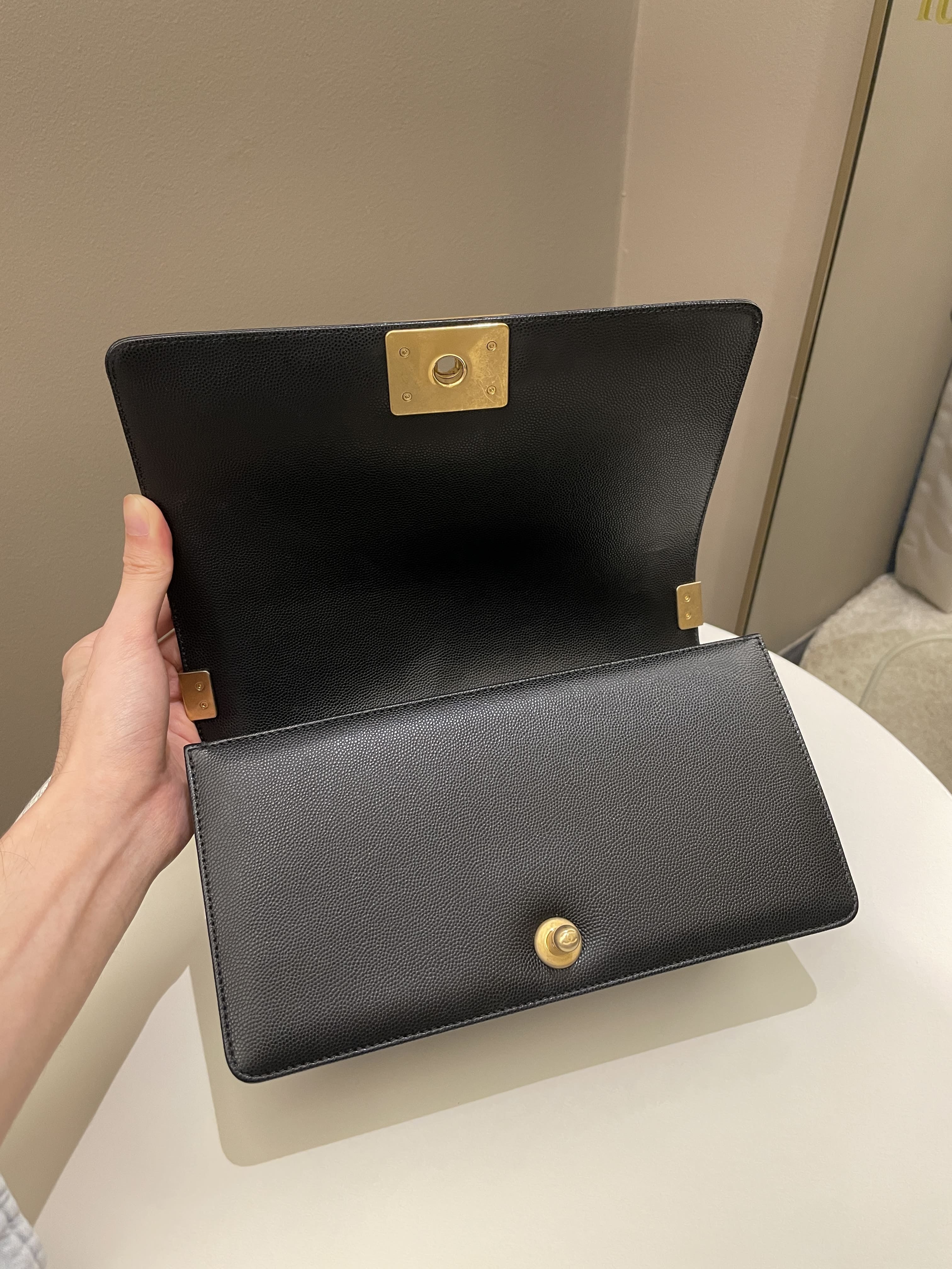 Chanel Quilted Boy Old Medium Black Rigid Caviar