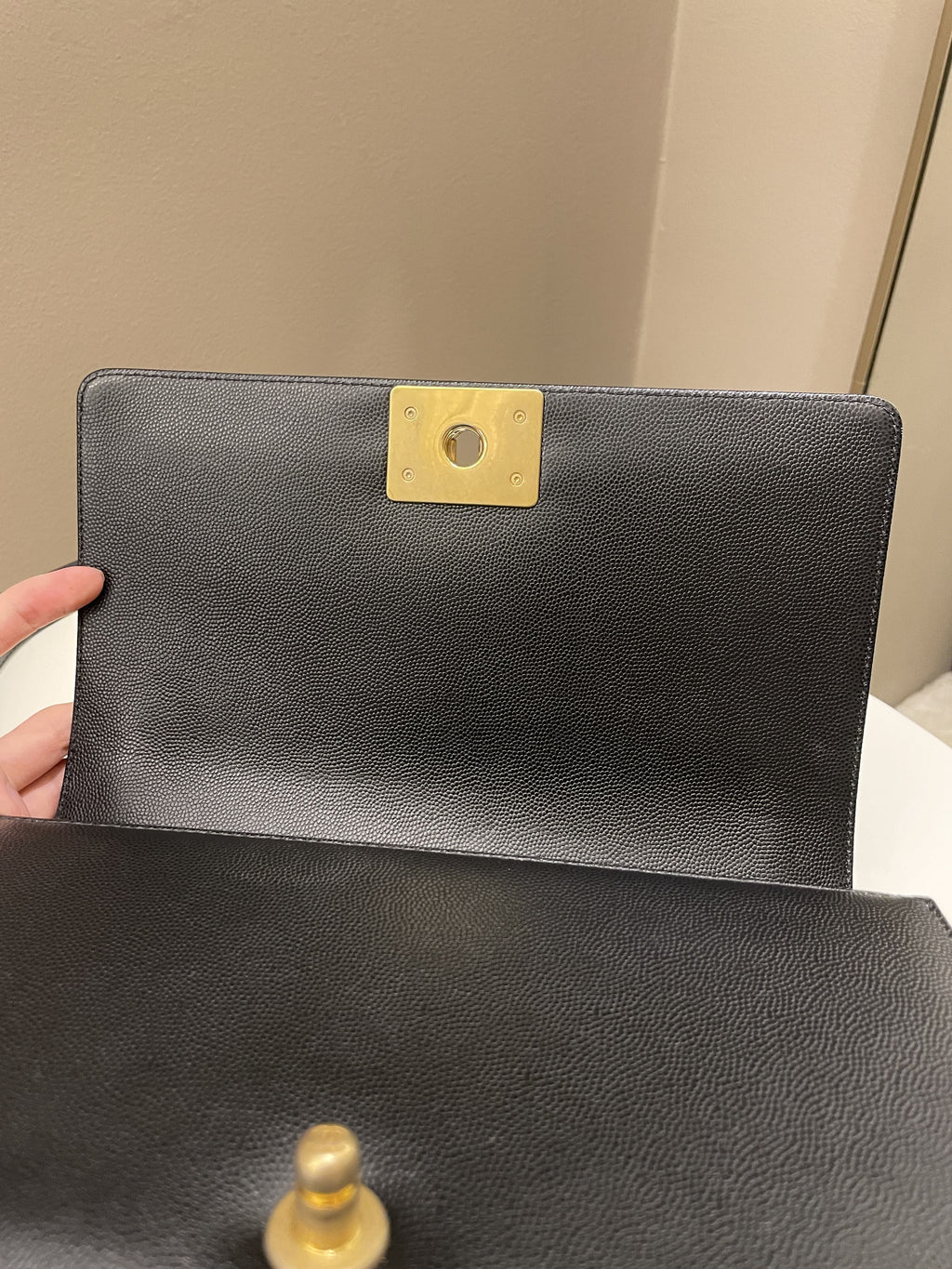 Chanel Quilted Boy Old Medium Black Rigid Caviar