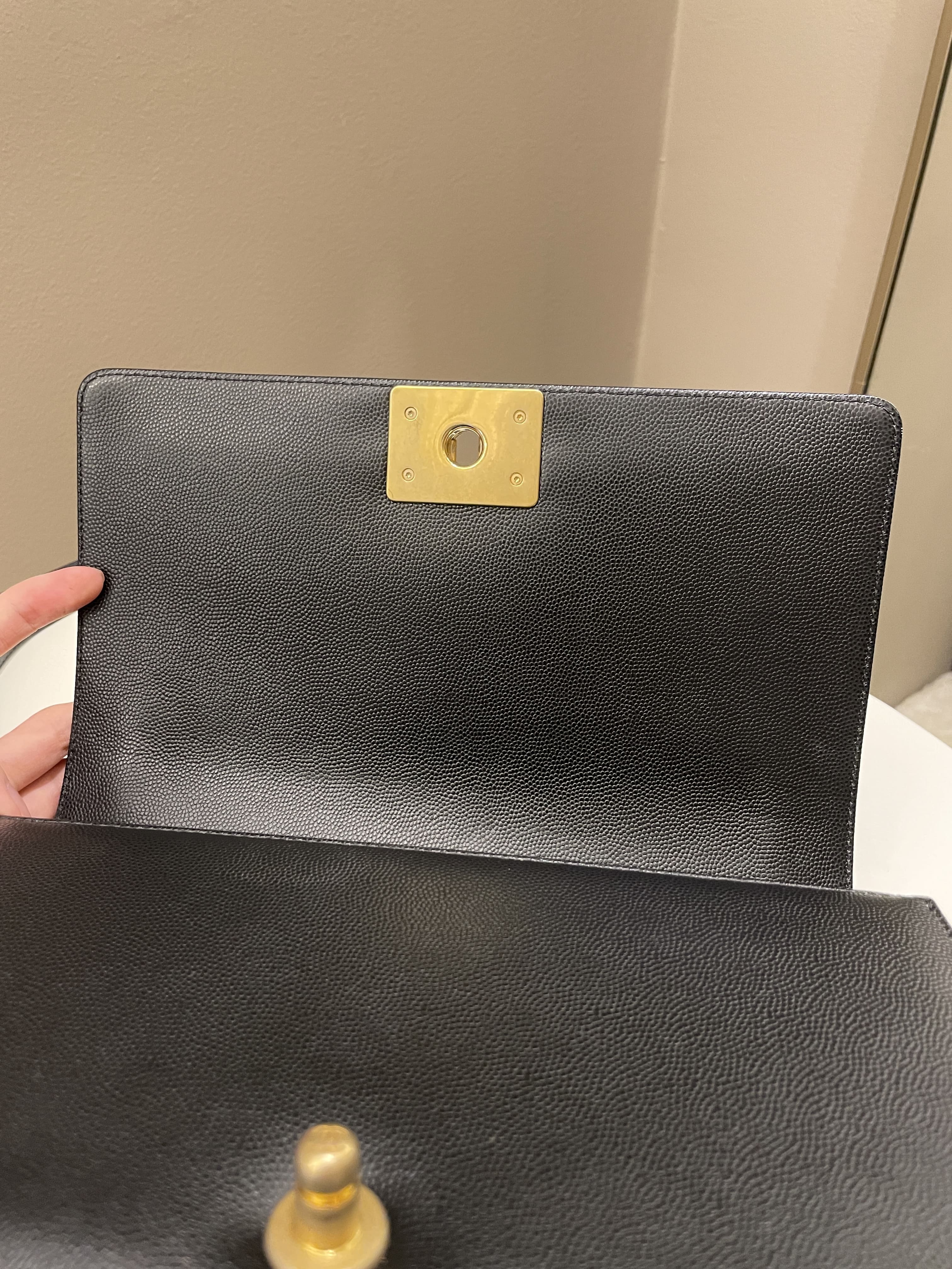 Chanel Quilted Boy Old Medium Black Rigid Caviar