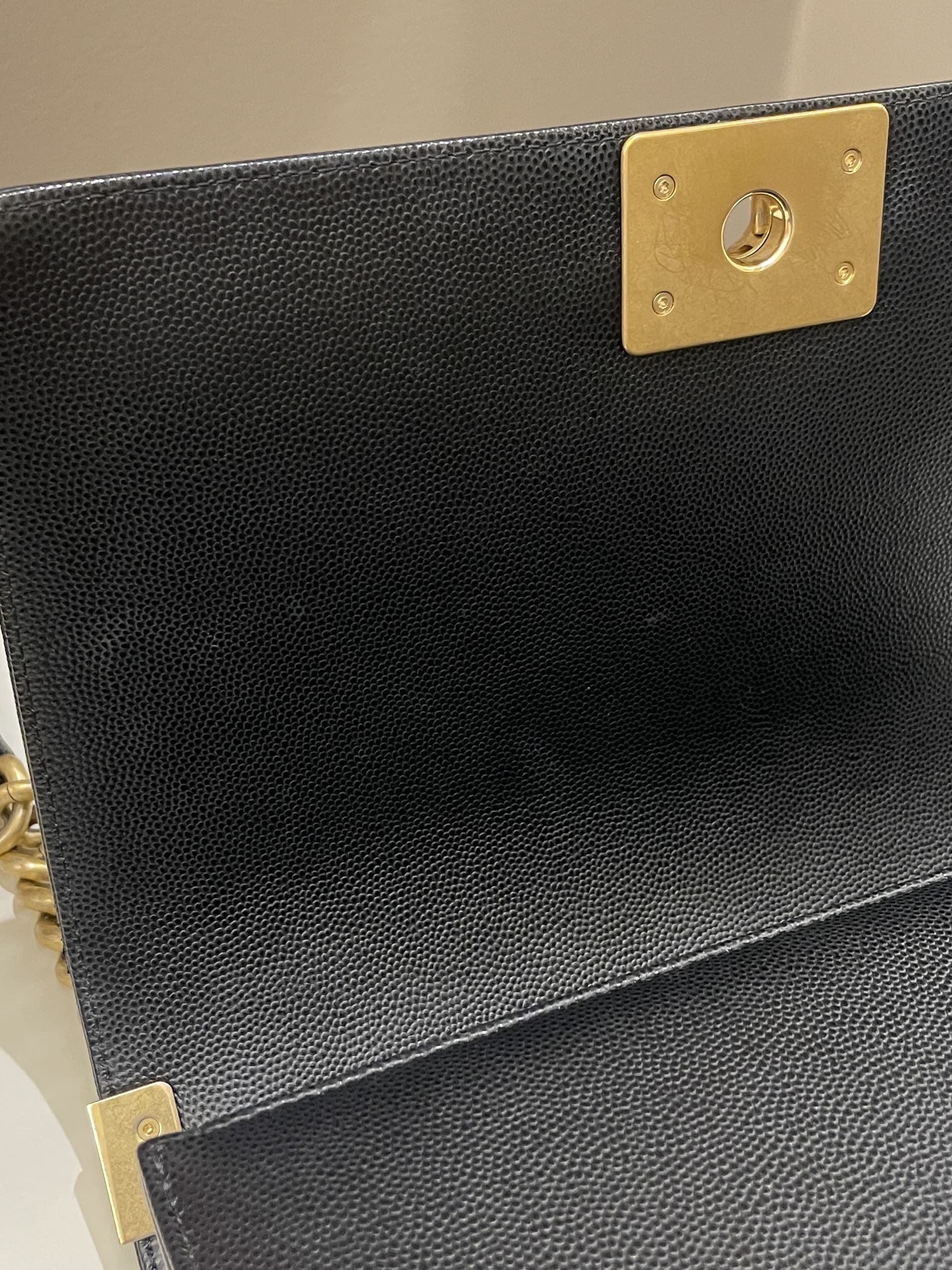 Chanel Quilted Boy Old Medium Black Rigid Caviar