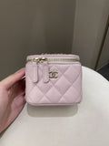 Chanel 21S Quilted Mini Vanity Cube Rose Clair Lilac Caviar