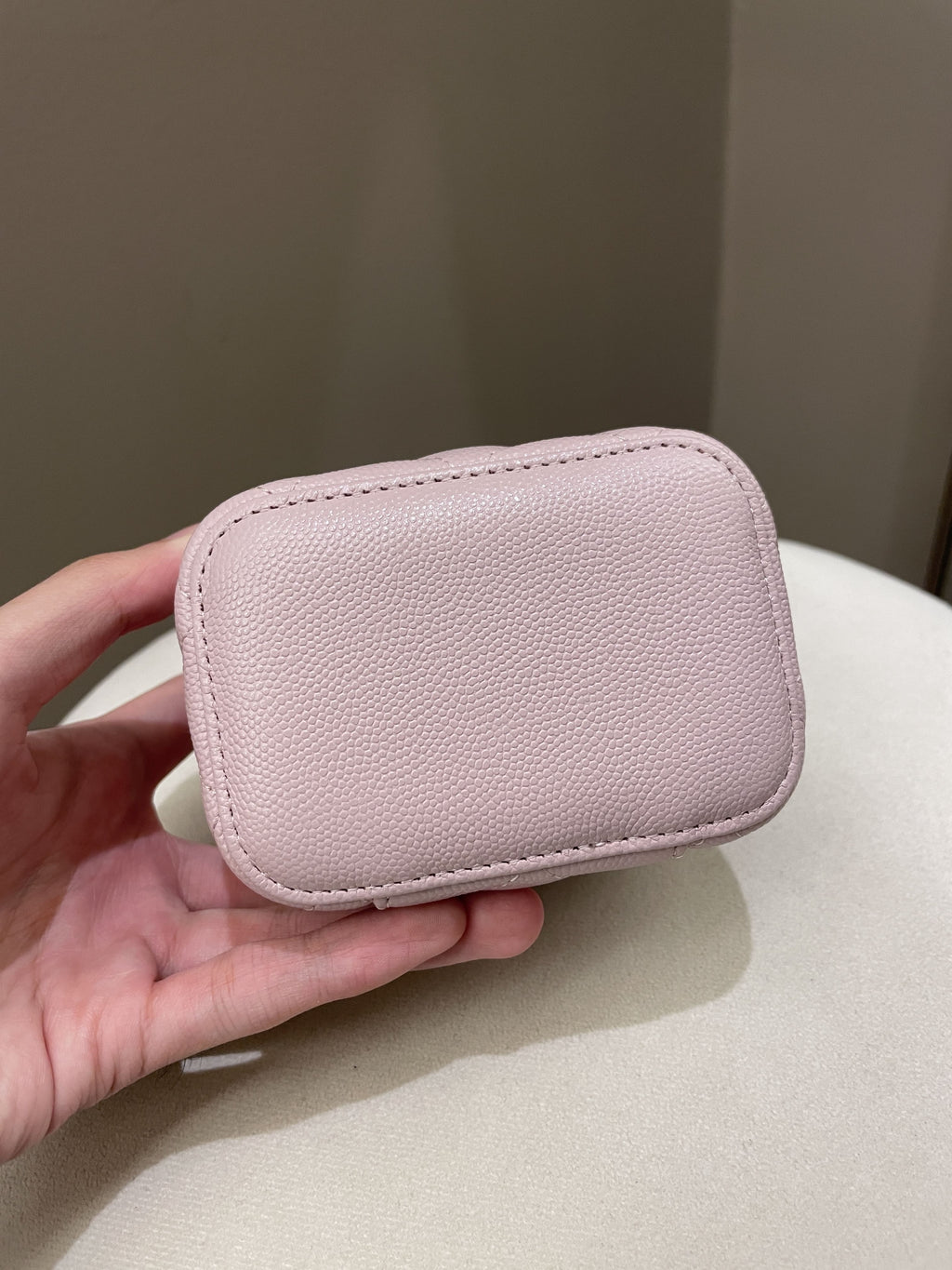 Chanel 21S Quilted Mini Vanity Cube Rose Clair Lilac Caviar