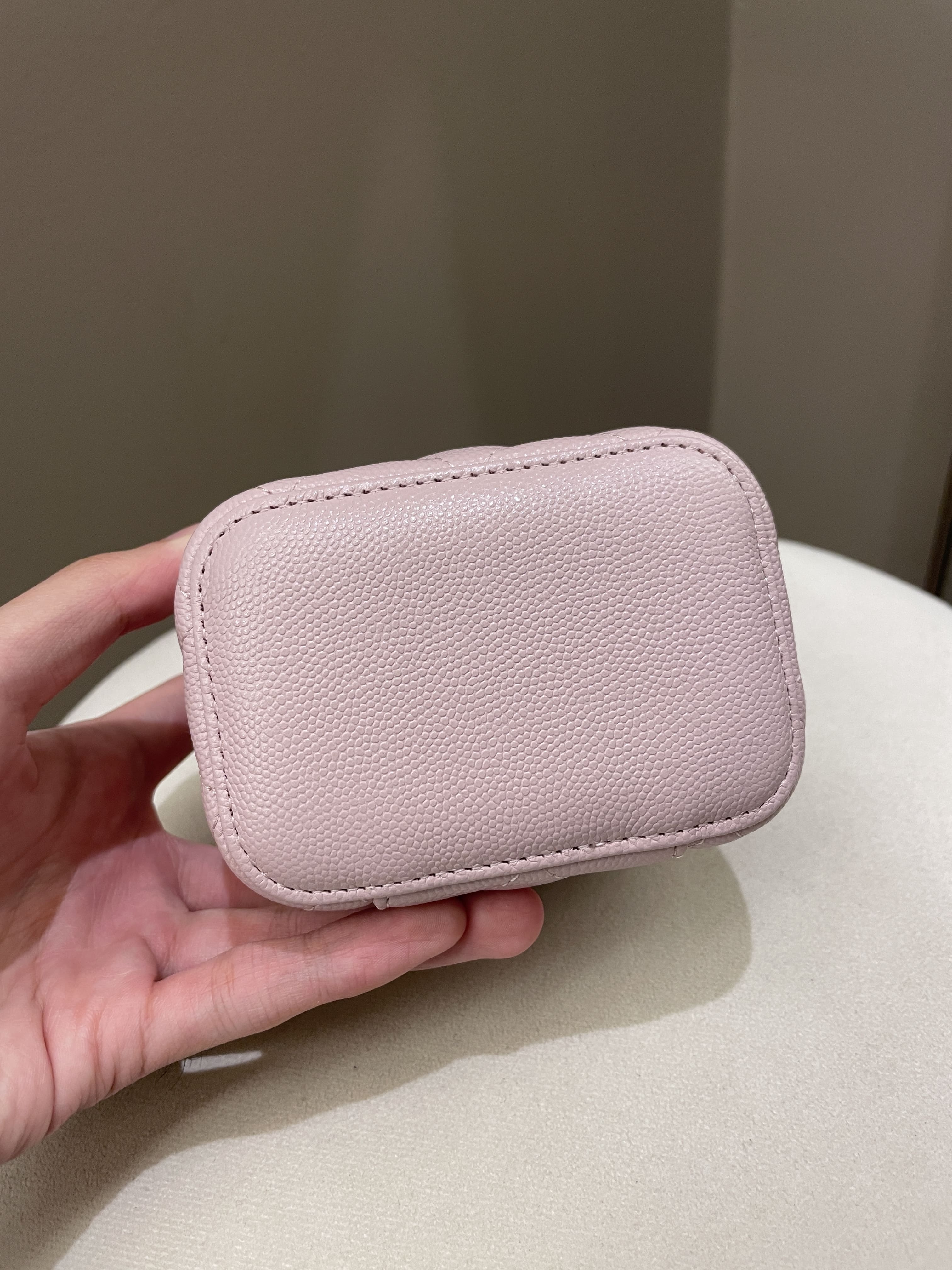 Chanel 21S Quilted Mini Vanity Cube Rose Clair Lilac Caviar