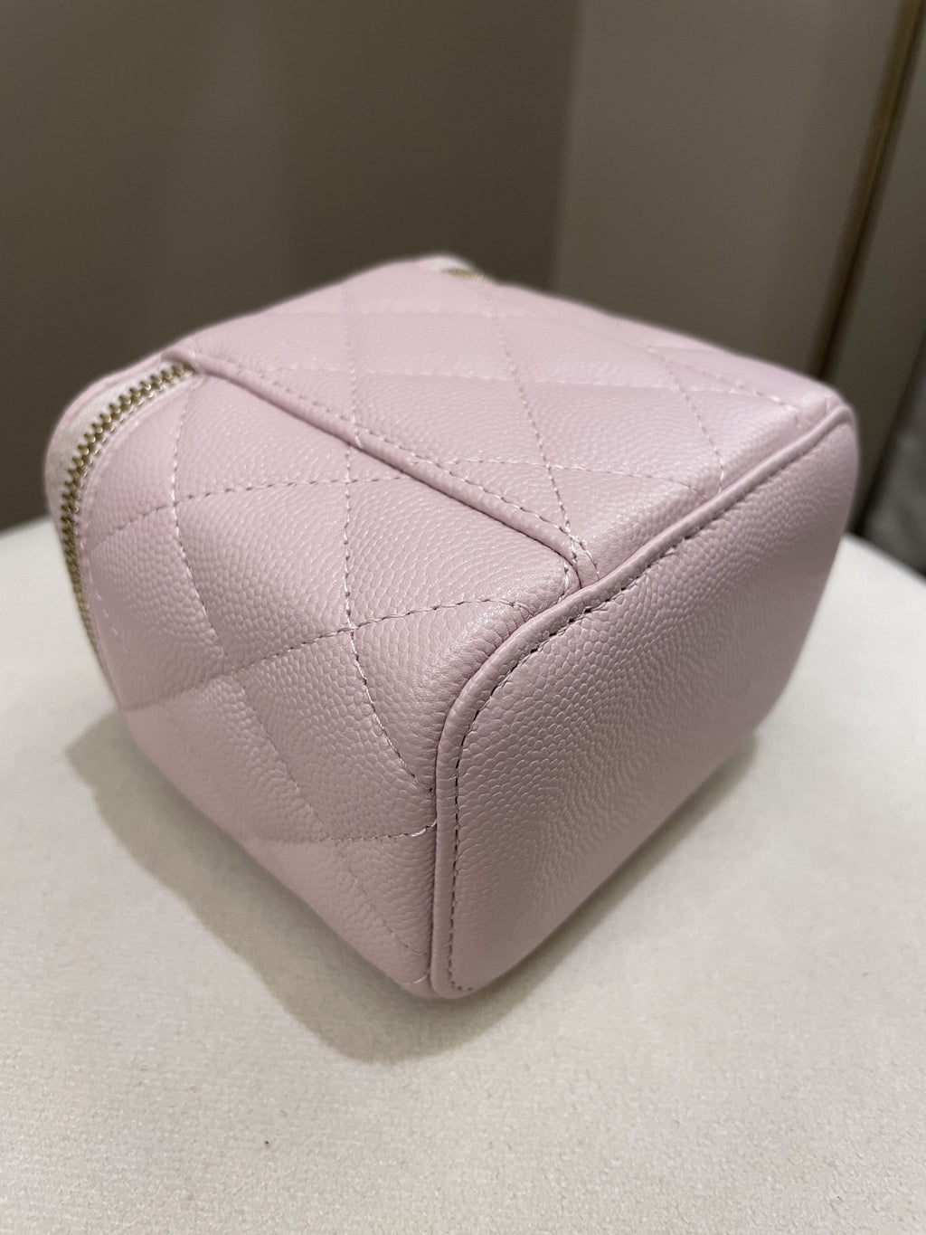Chanel 21S Quilted Mini Vanity Cube Rose Clair Lilac Caviar