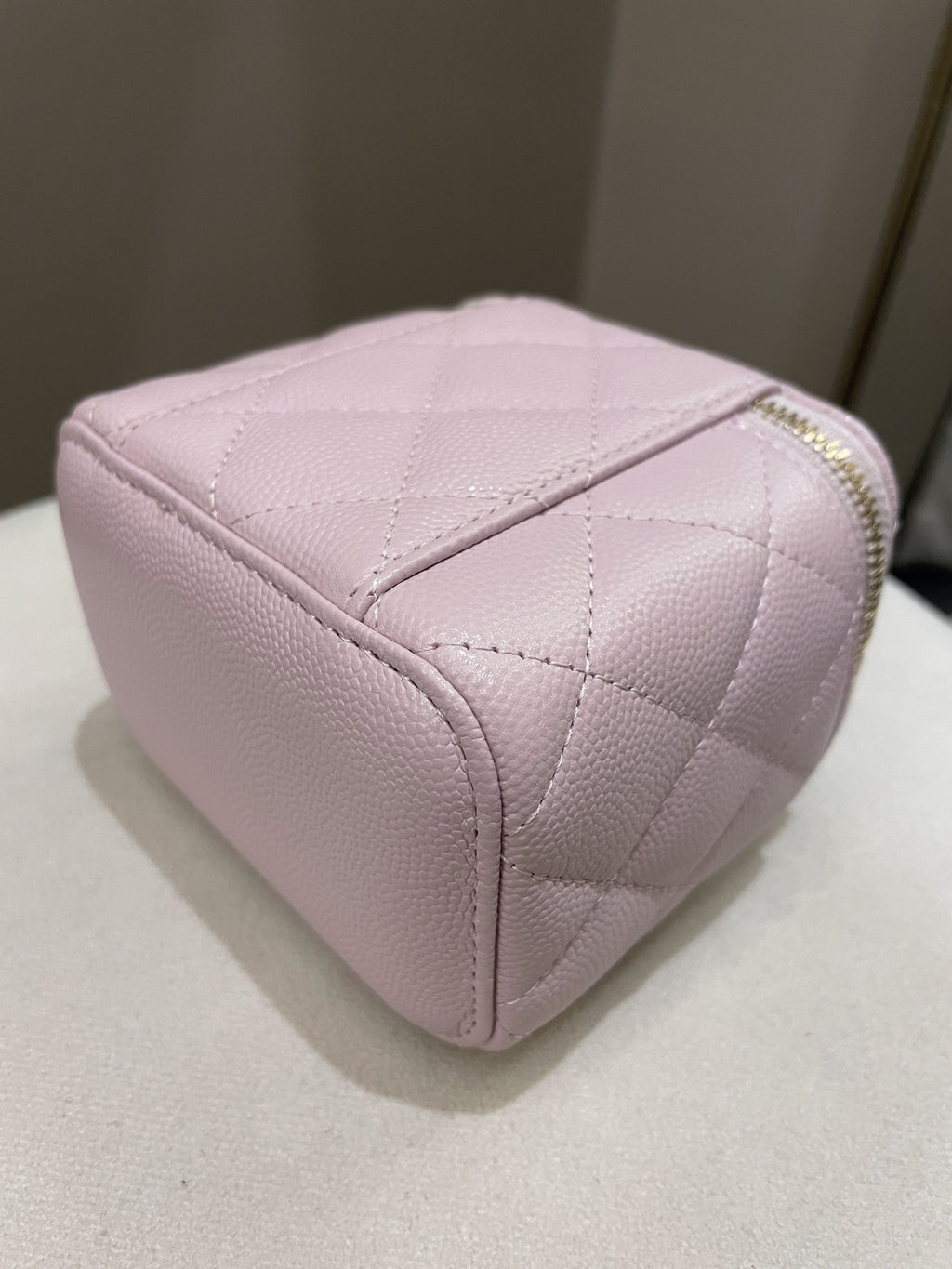 Chanel 21S Quilted Mini Vanity Cube Rose Clair Lilac Caviar