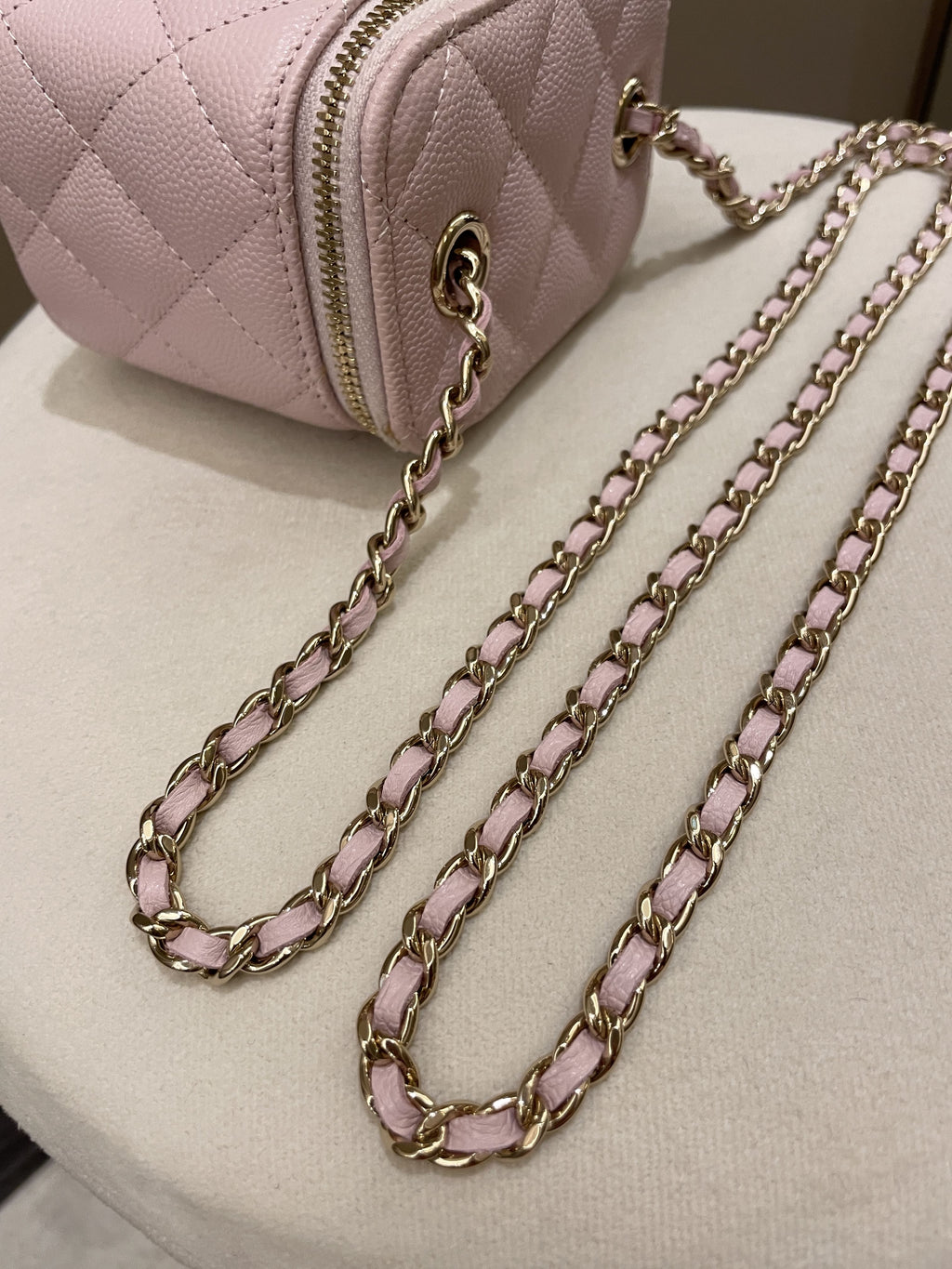 Chanel 21S Quilted Mini Vanity Cube Rose Clair Lilac Caviar
