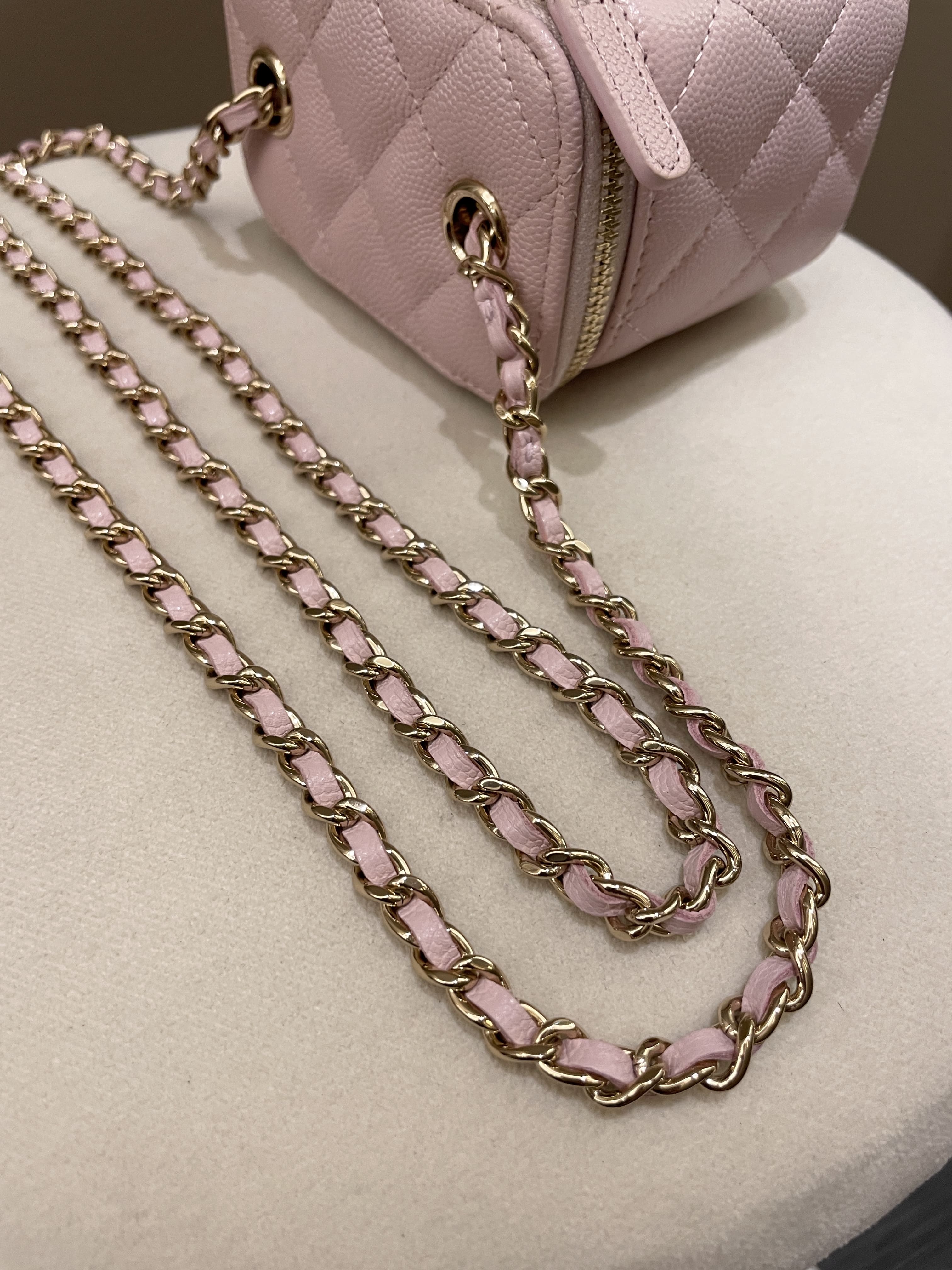 Chanel 21S Quilted Mini Vanity Cube Rose Clair Lilac Caviar