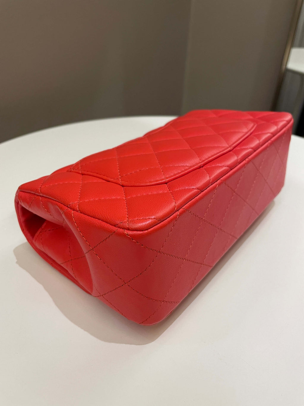 Chanel Quilted Mini Rectangular Coral Red Lambskin
