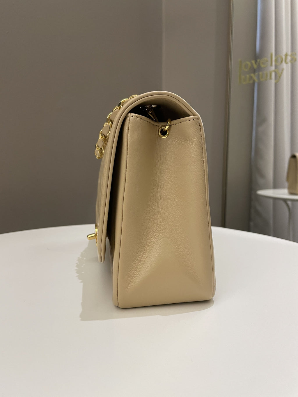 Chanel Vintage Quilted Diana Flap Bag Beige Lambskin