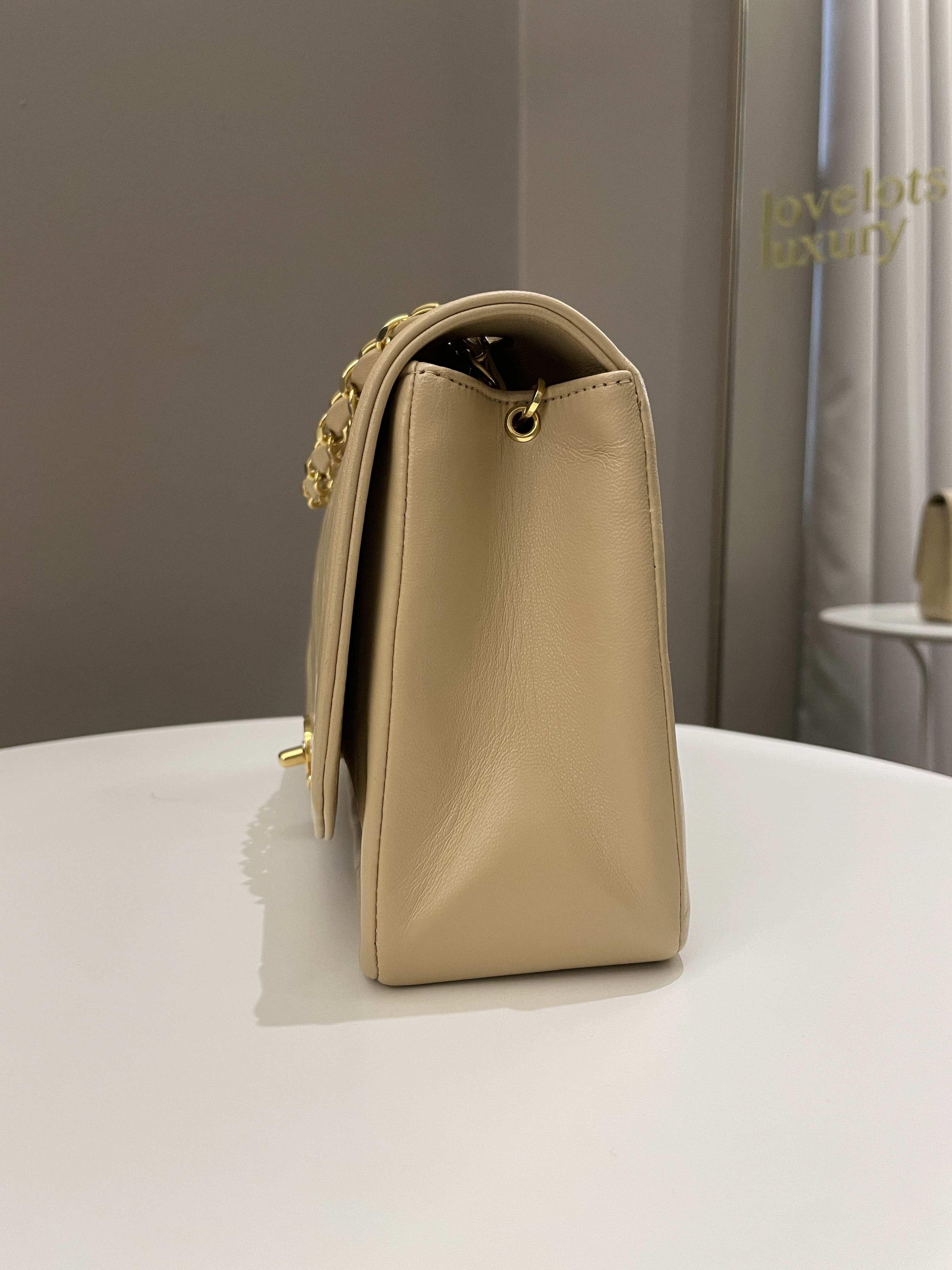 Chanel Vintage Quilted Diana Flap Bag Beige Lambskin