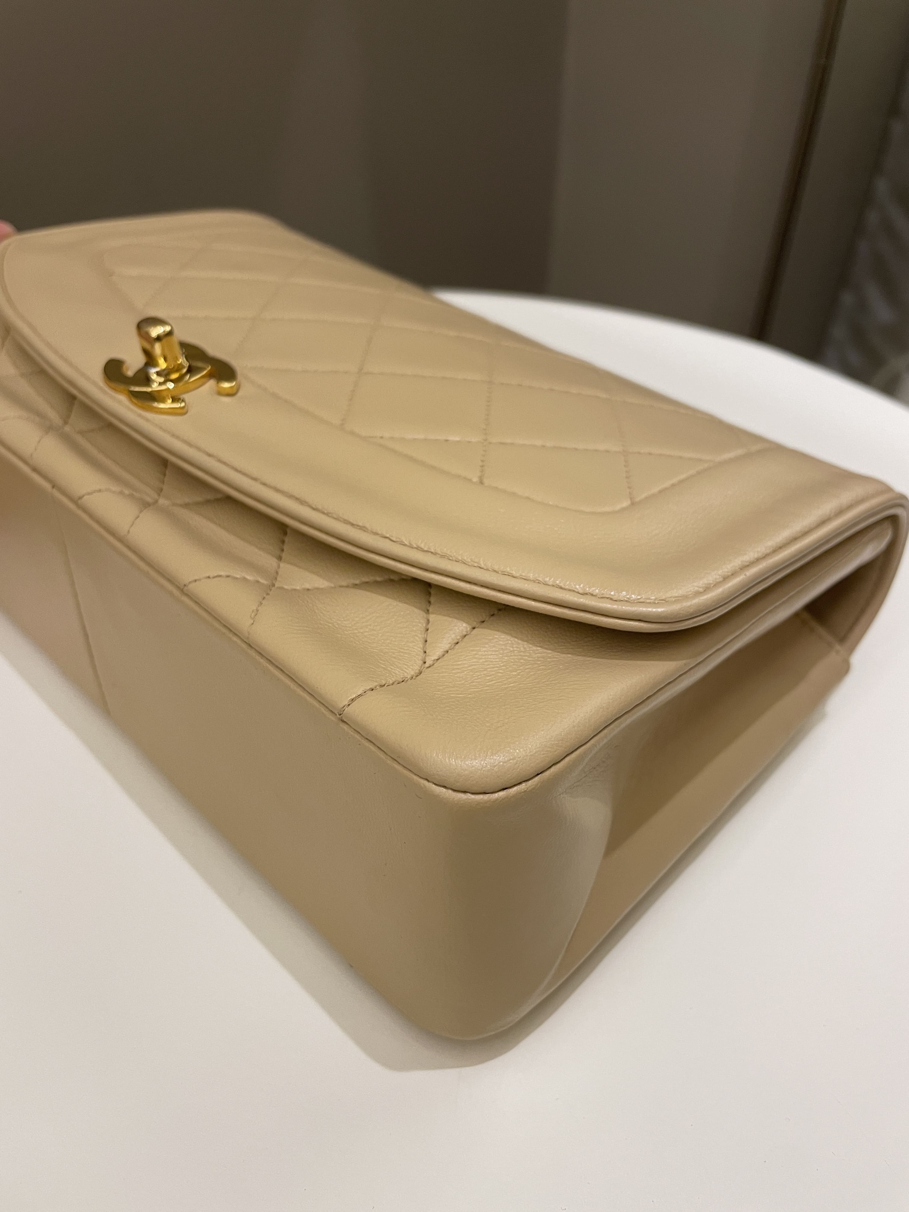 Chanel Vintage Quilted Diana Flap Bag Beige Lambskin