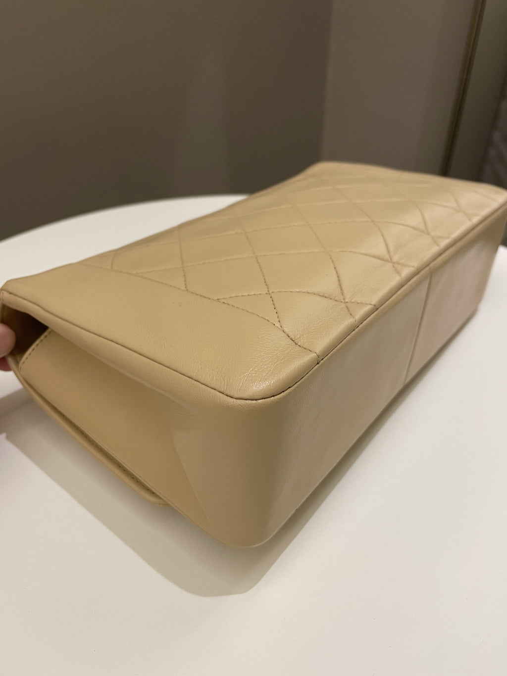 Chanel Vintage Quilted Diana Flap Bag Beige Lambskin