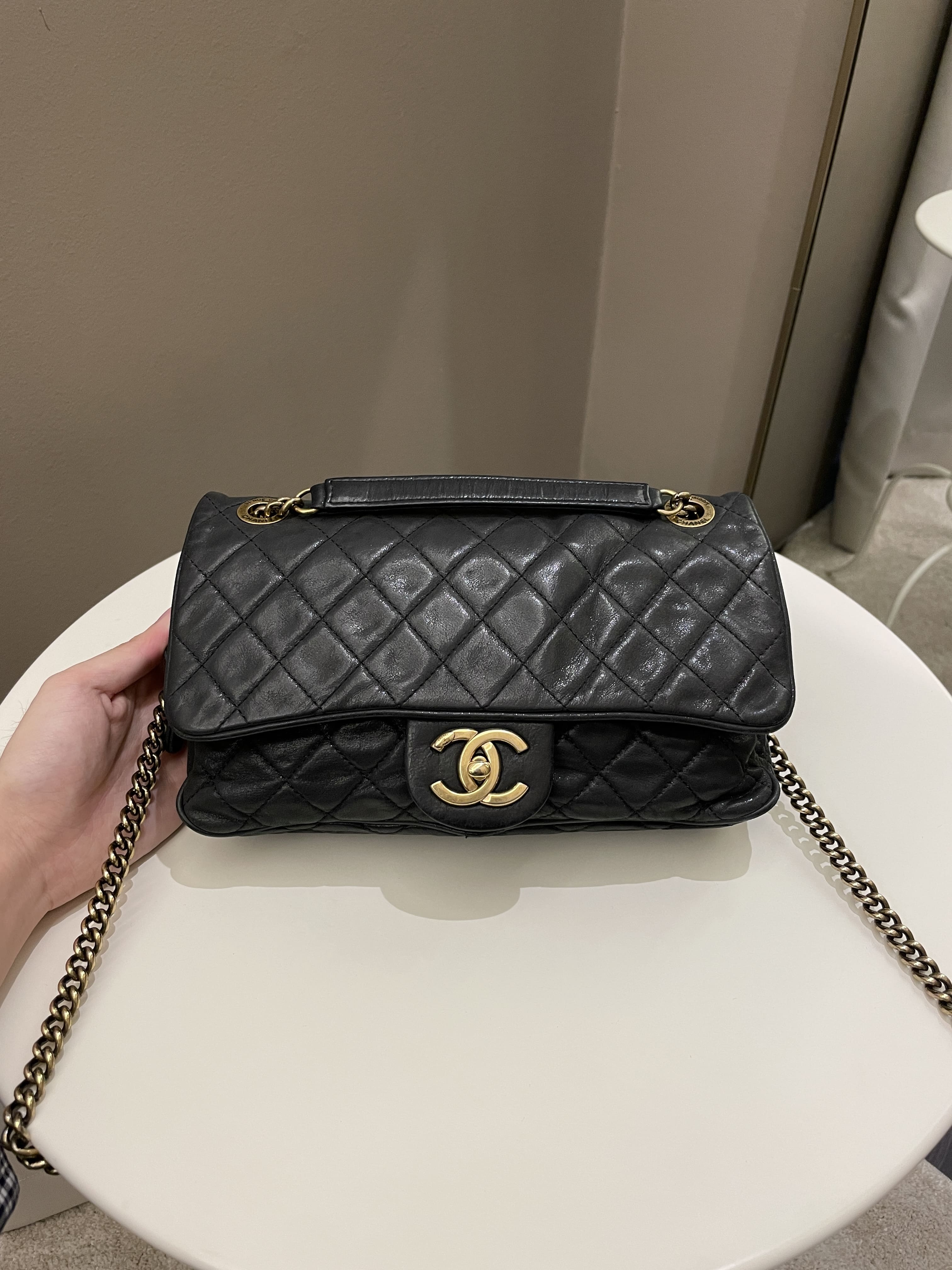 Chanel Shiva Easy Flap Black Iridescent Leather