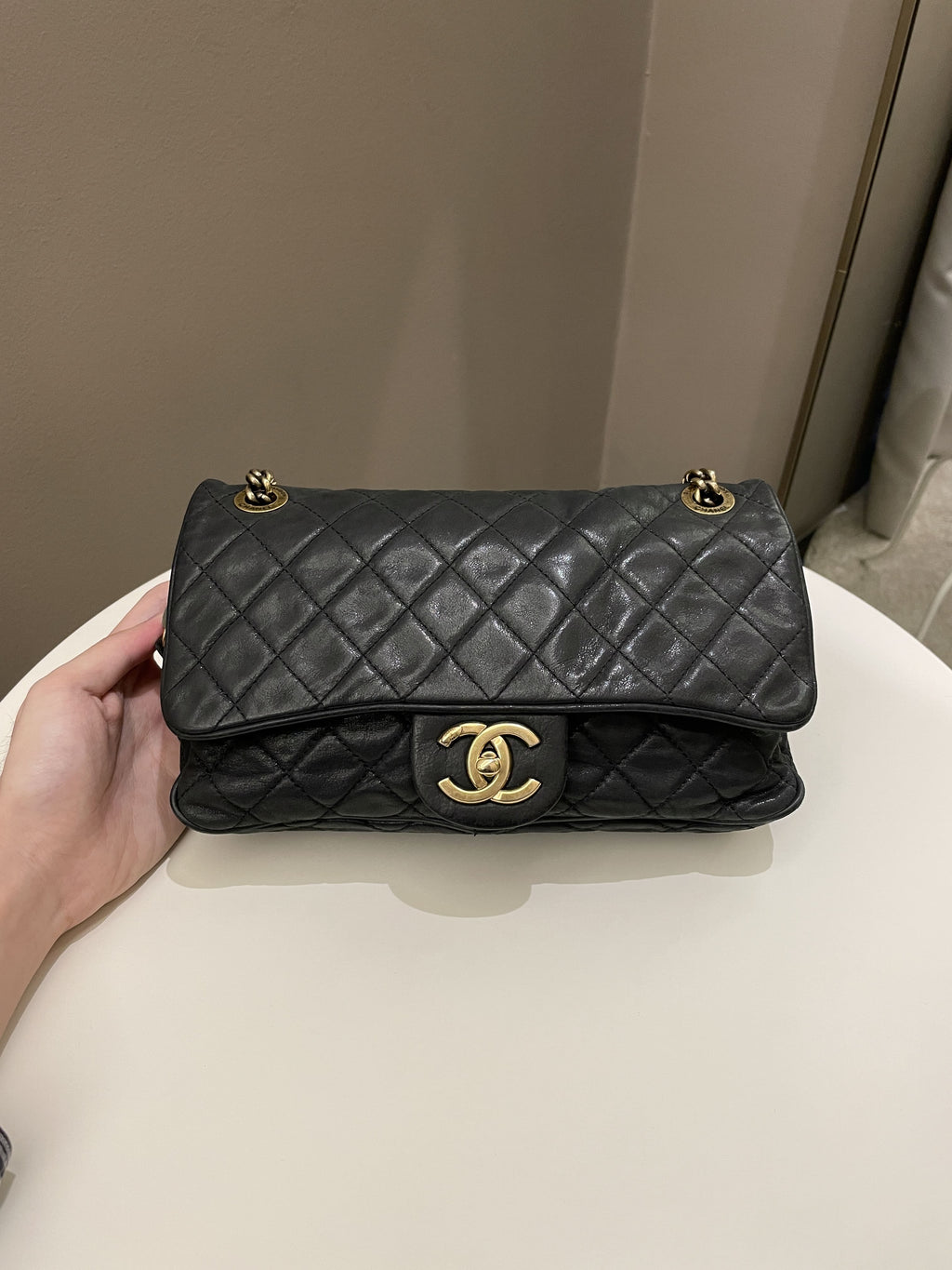 Chanel Shiva Easy Flap Black Iridescent Leather
