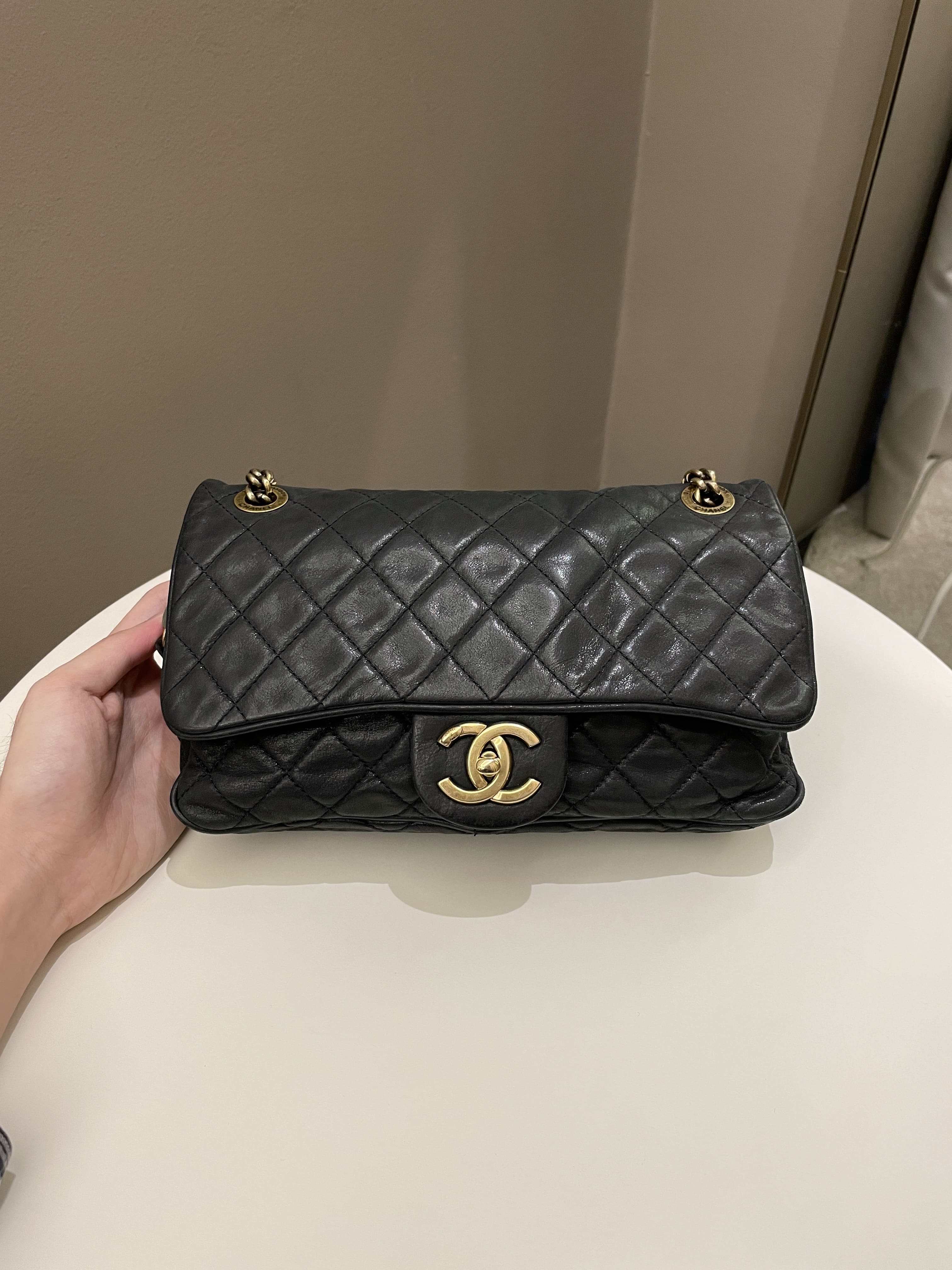 Chanel Shiva Easy Flap Black Iridescent Leather
