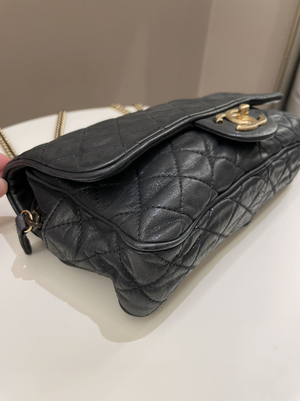 Chanel Shiva Easy Flap Black Iridescent Leather
