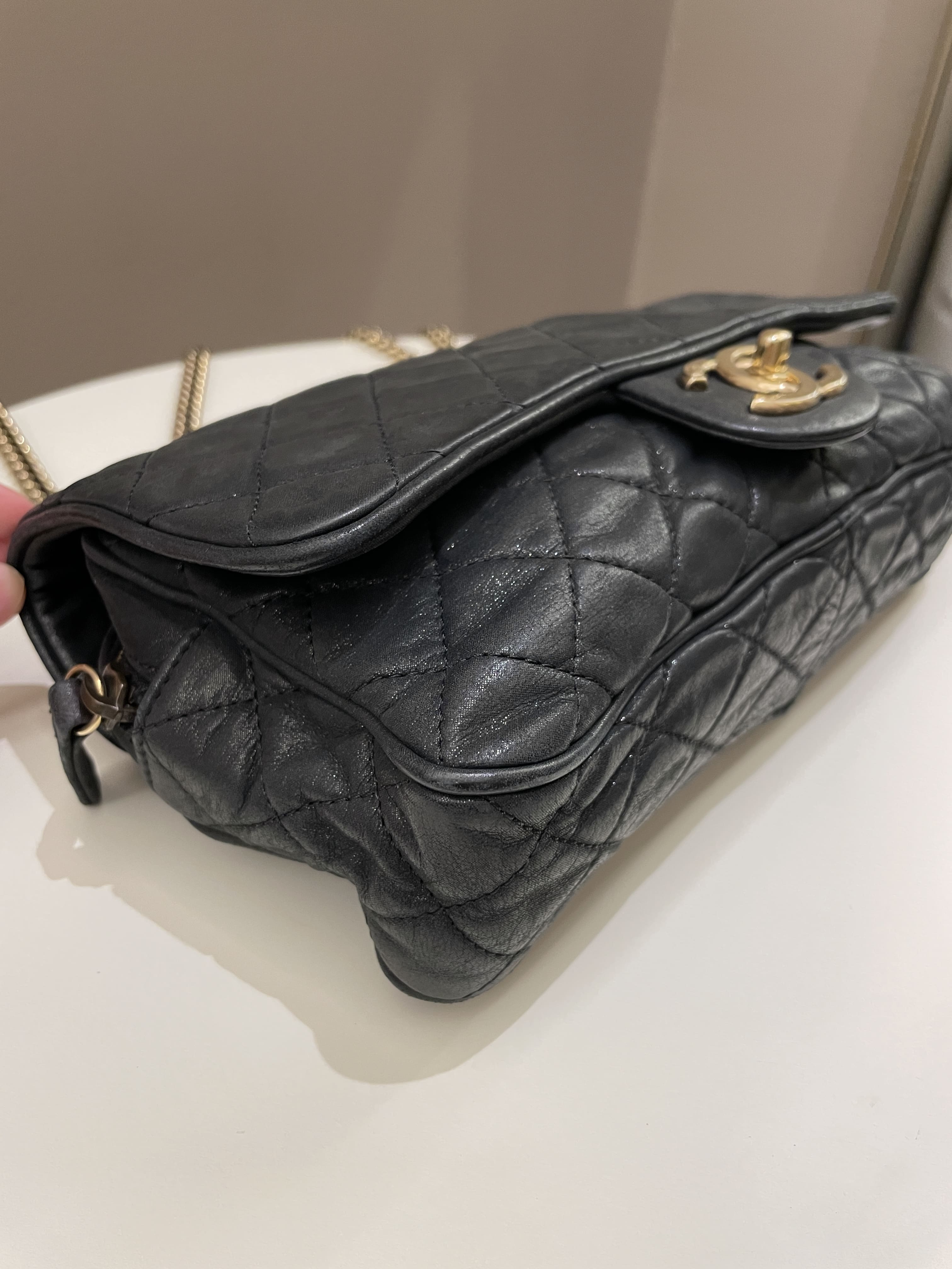 Chanel Shiva Easy Flap Black Iridescent Leather