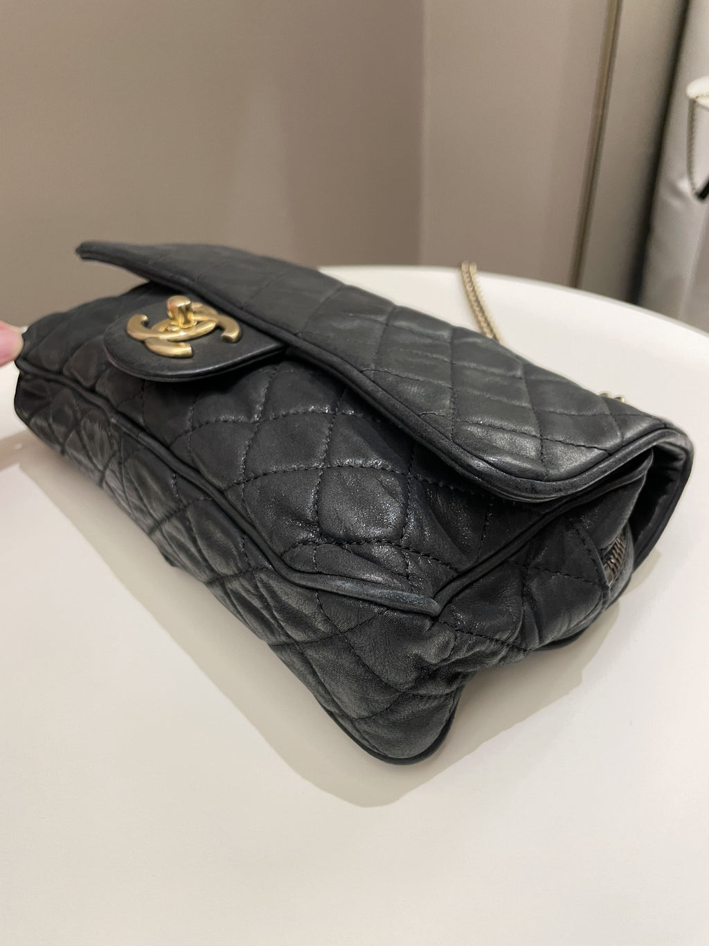 Chanel Shiva Easy Flap Black Iridescent Leather
