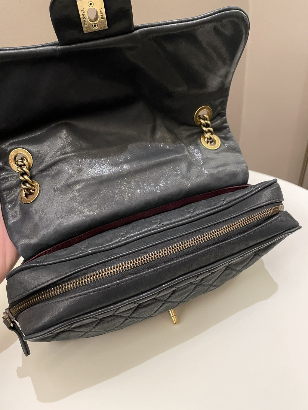 Chanel Shiva Easy Flap Black Iridescent Leather