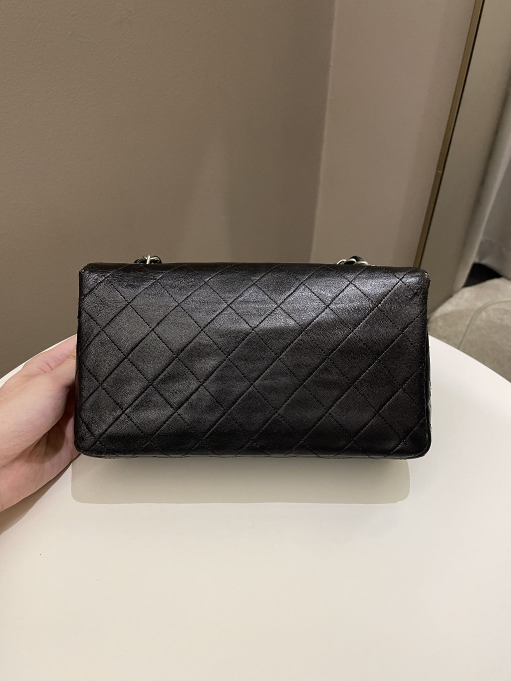 Chanel Vintage Quilted Full Flap Bag Black Lambskin