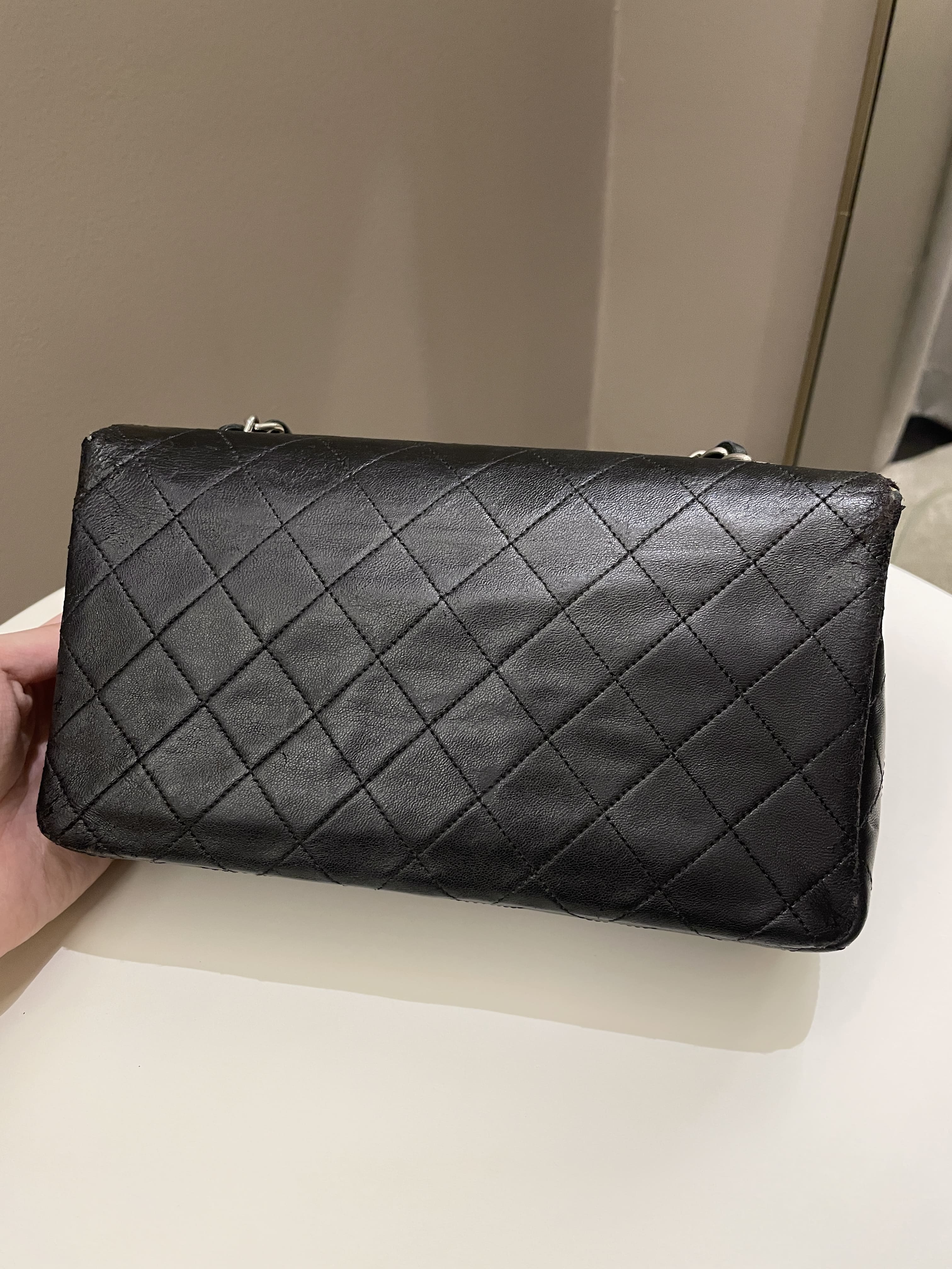 Chanel Vintage Quilted Full Flap Bag Black Lambskin