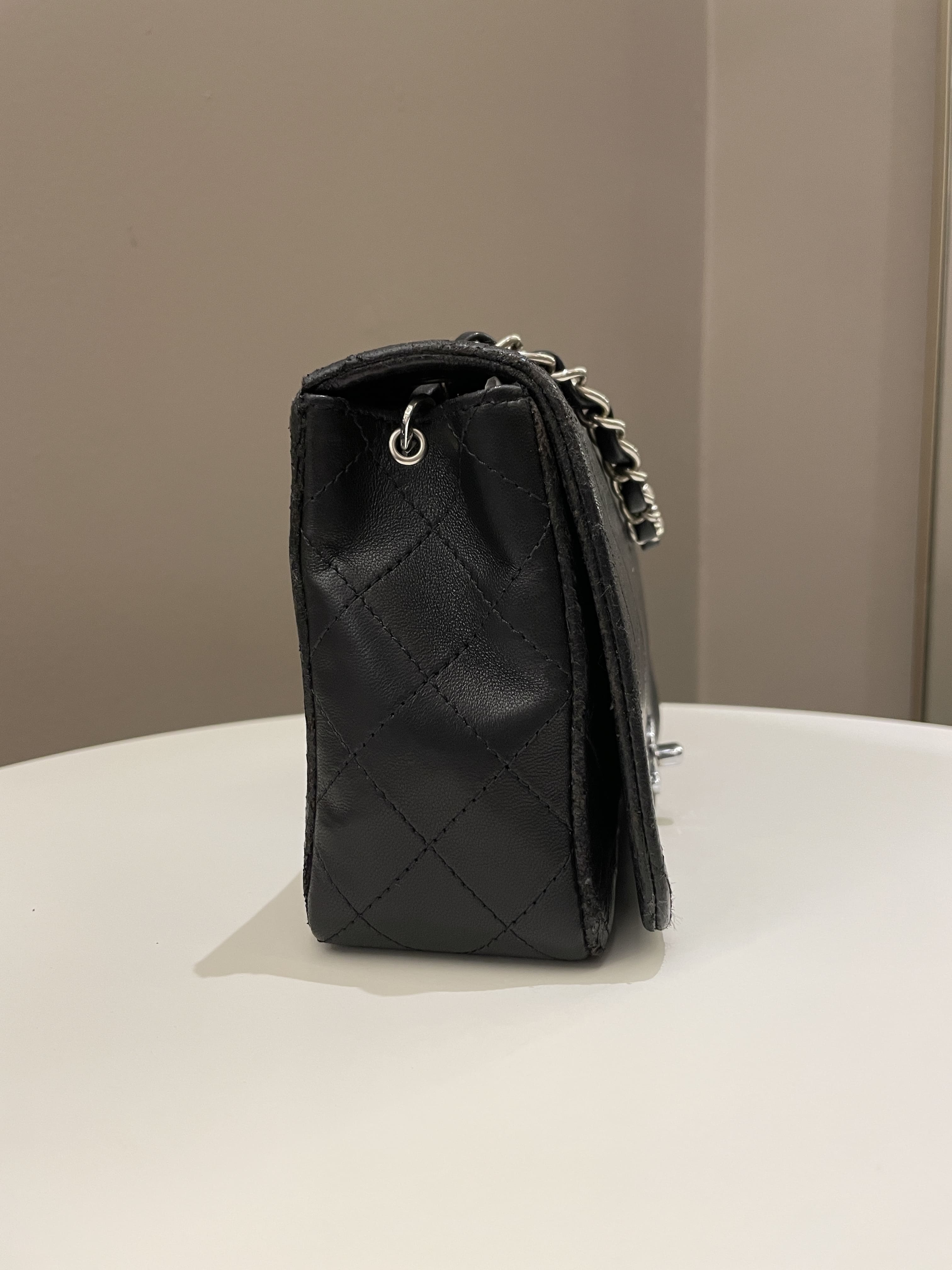 Chanel Vintage Quilted Full Flap Bag Black Lambskin