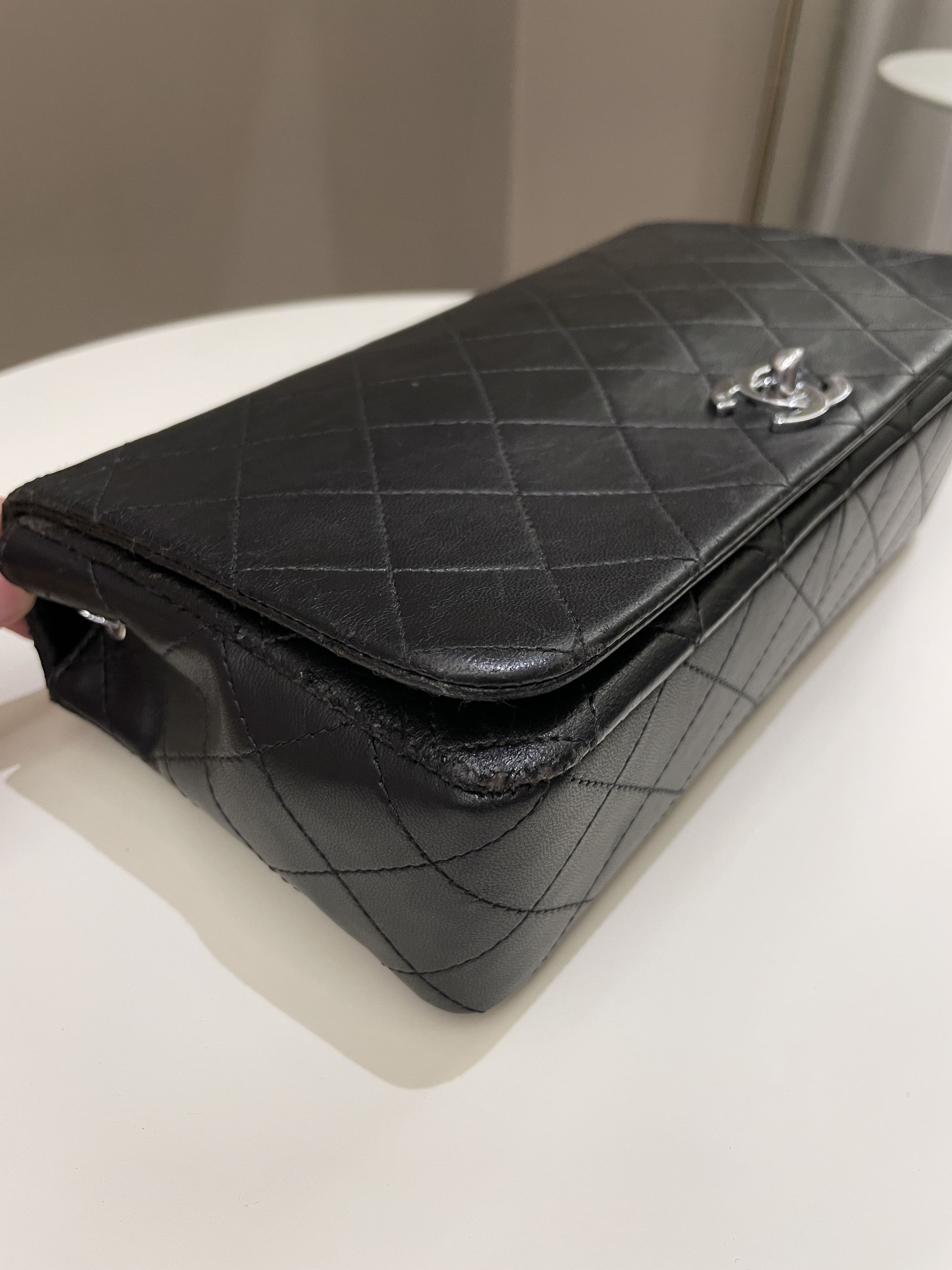 Chanel Vintage Quilted Full Flap Bag Black Lambskin