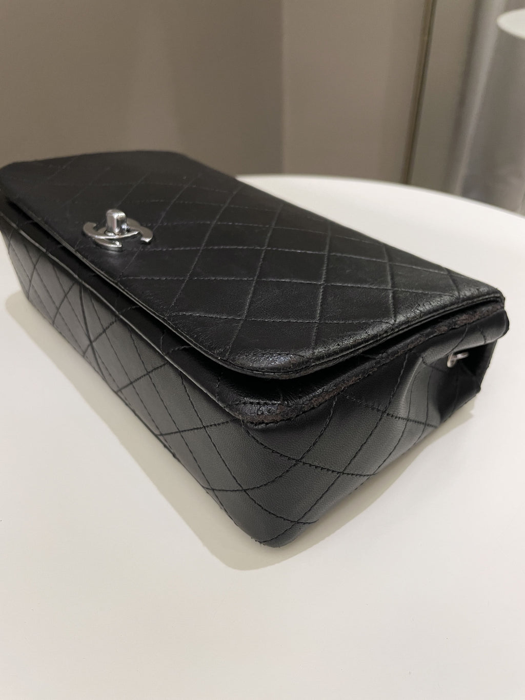 Chanel Vintage Quilted Full Flap Bag Black Lambskin