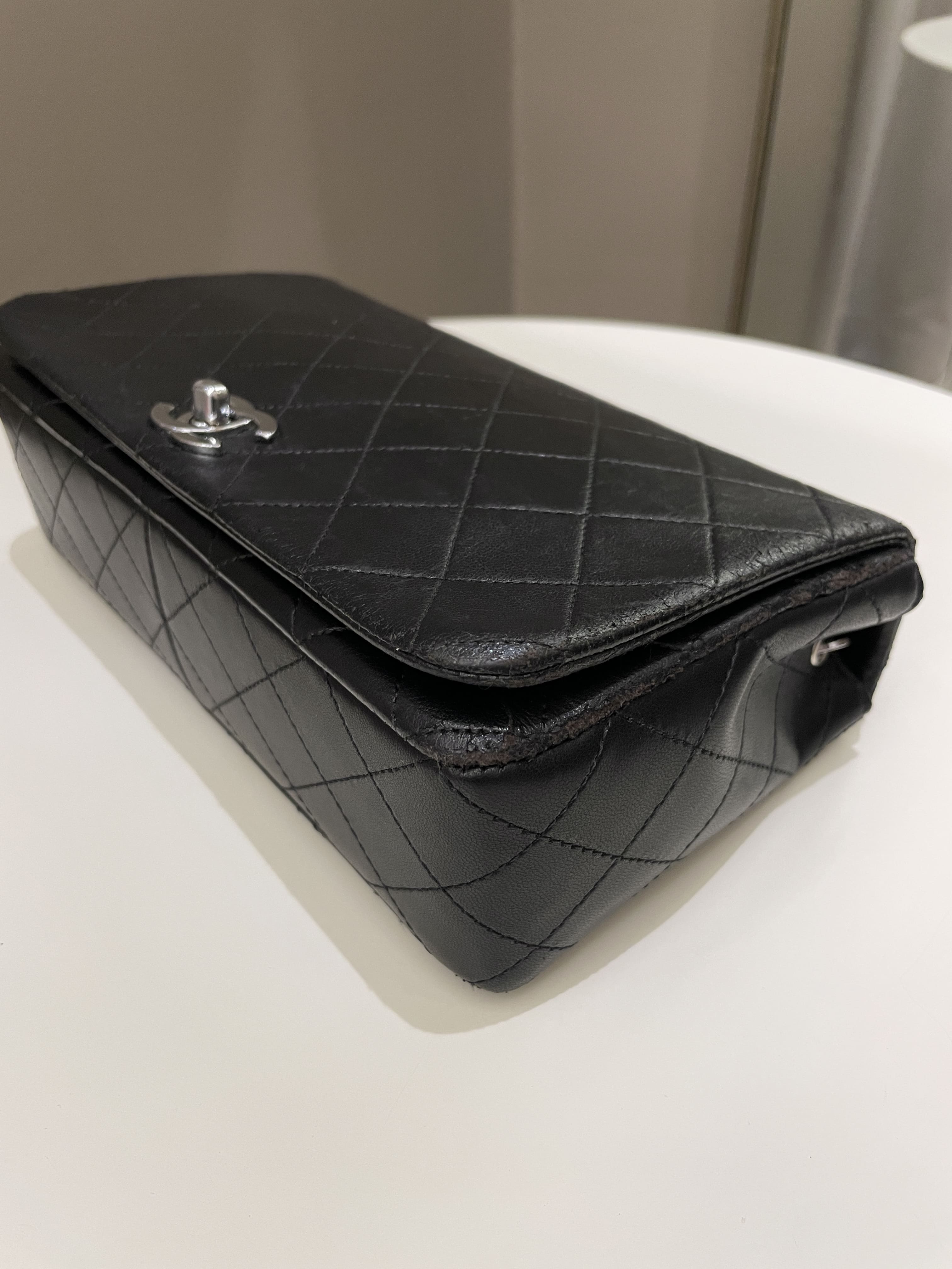 Chanel Vintage Quilted Full Flap Bag Black Lambskin