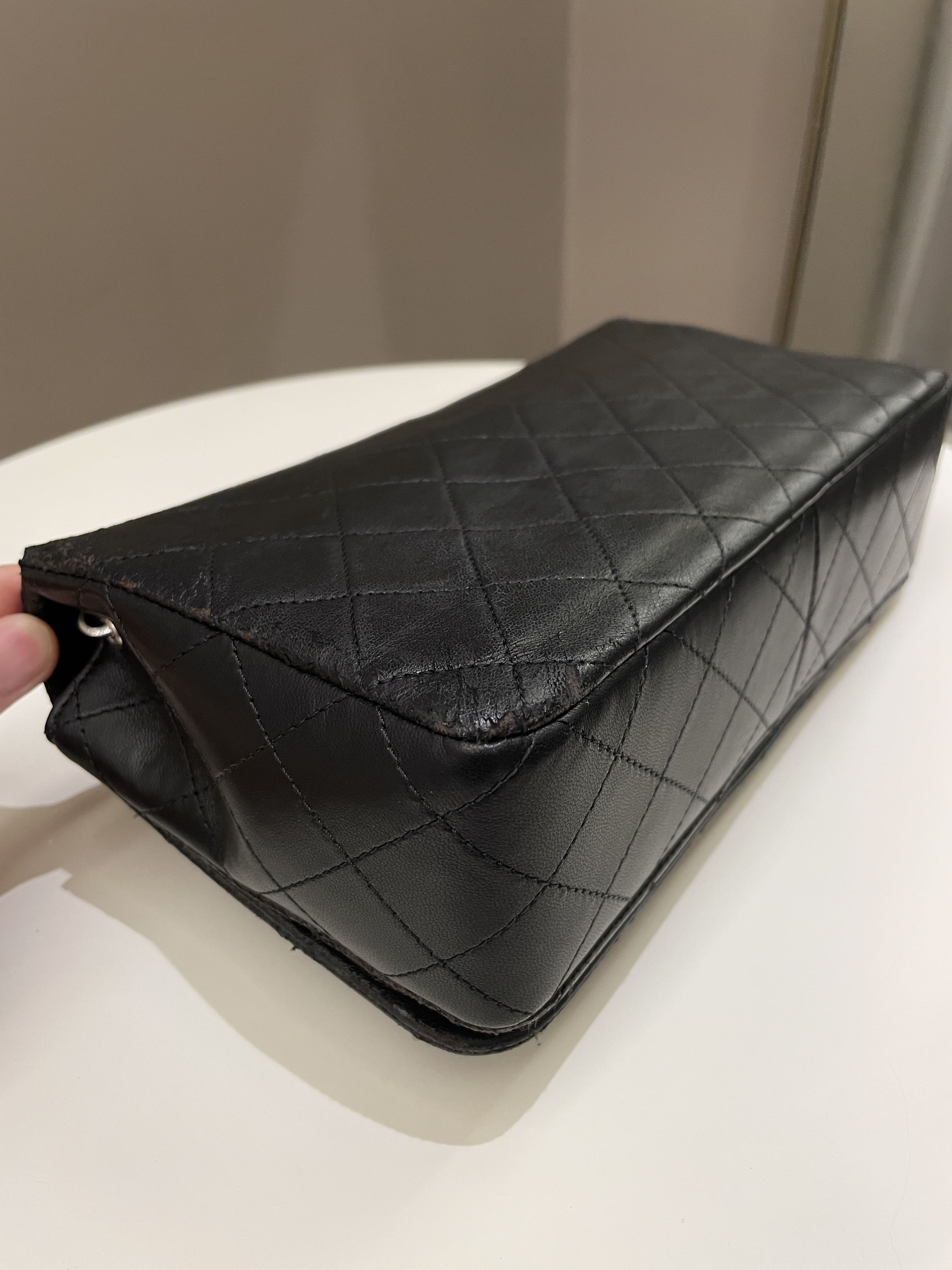 Chanel Vintage Quilted Full Flap Bag Black Lambskin