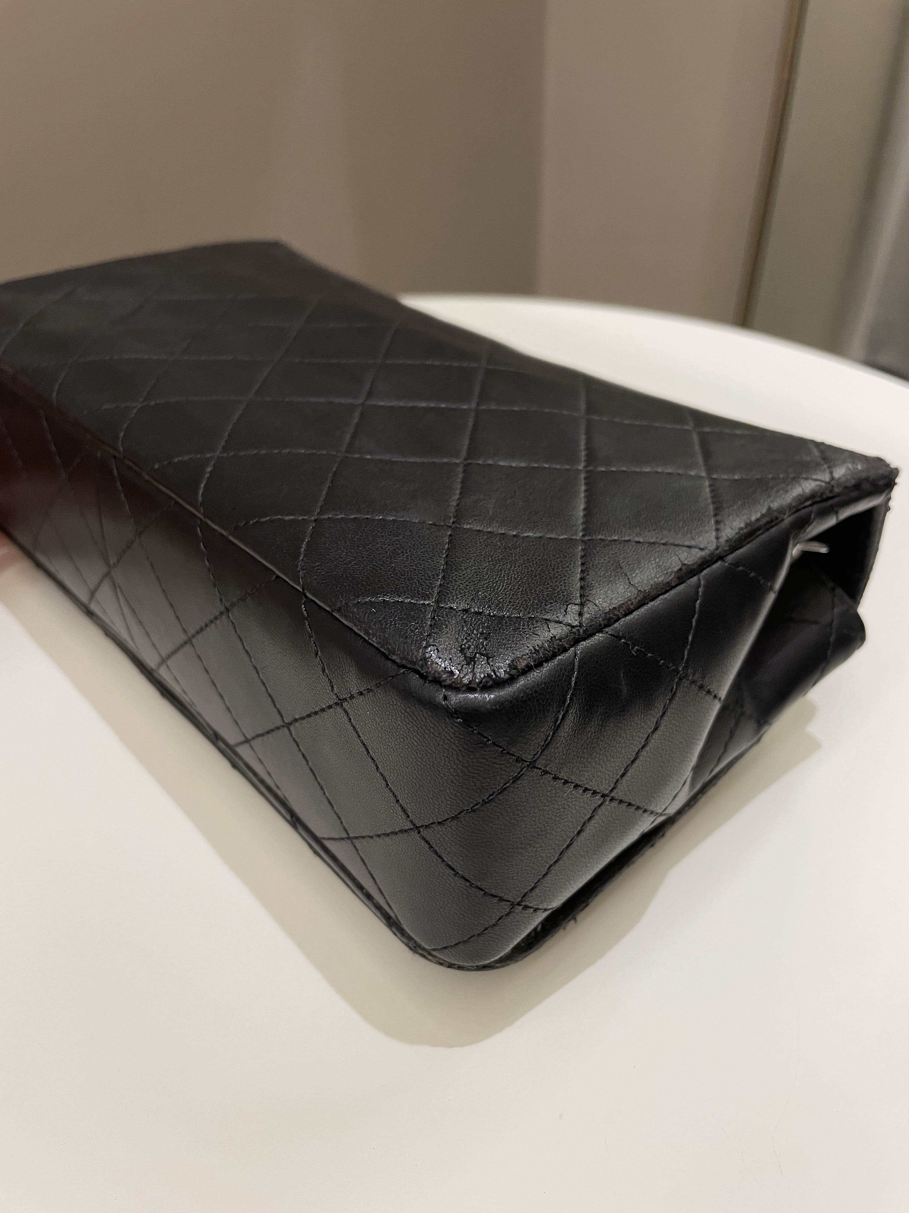 Chanel Vintage Quilted Full Flap Bag Black Lambskin