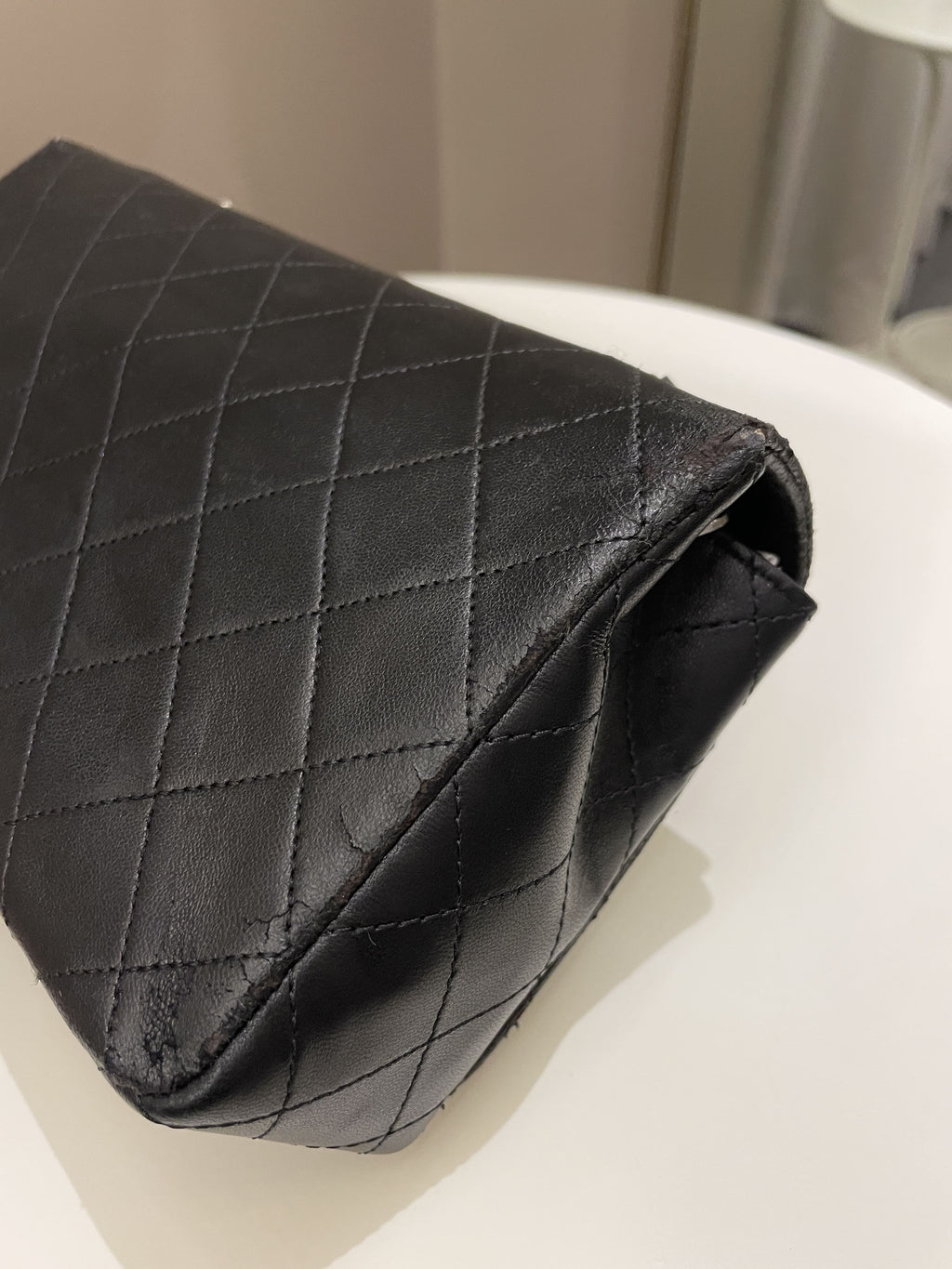Chanel Vintage Quilted Full Flap Bag Black Lambskin
