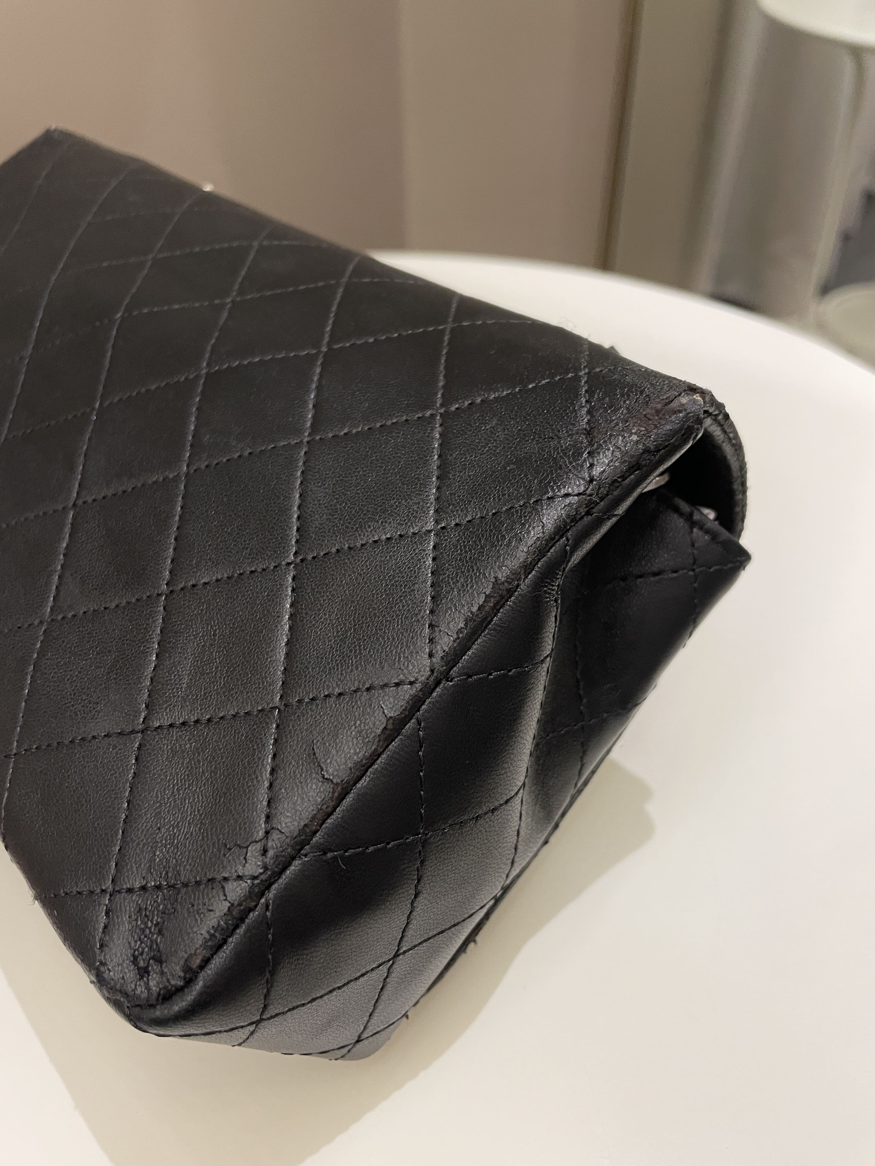 Chanel Vintage Quilted Full Flap Bag Black Lambskin