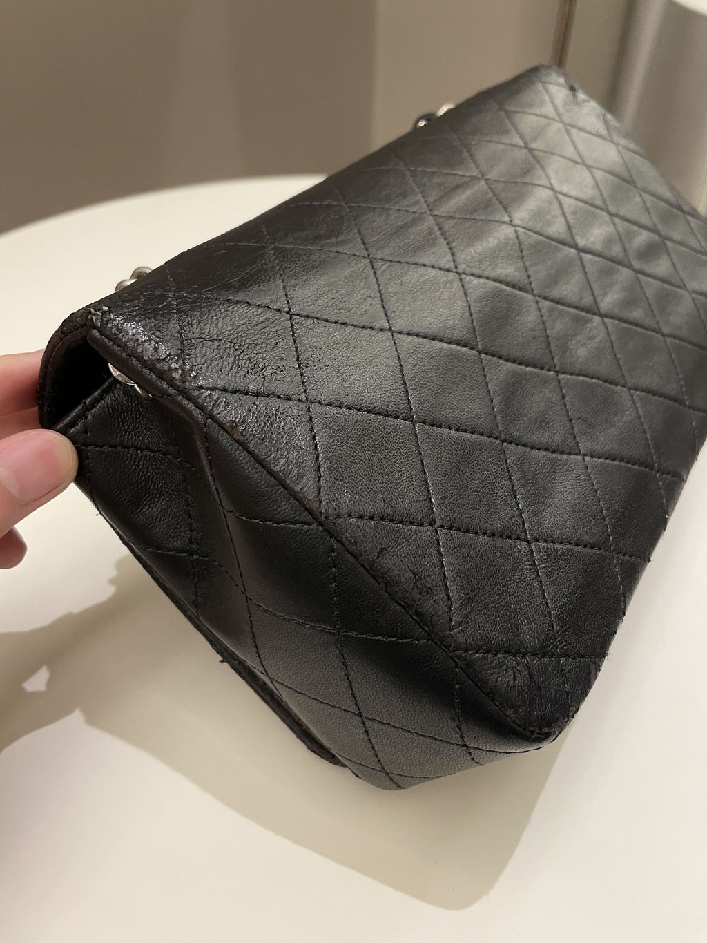 Chanel Vintage Quilted Full Flap Bag Black Lambskin